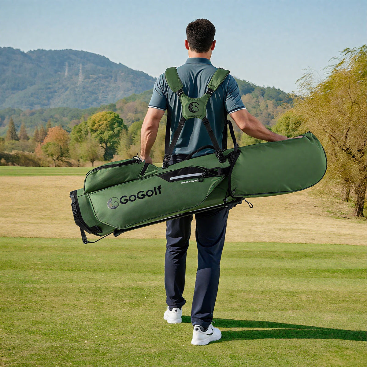 Golf Stand Bag Lightweight Golf Bag with 8 Way Top Dividers and 5 Zippered Pockets-Green-Golf-DECOROLALA