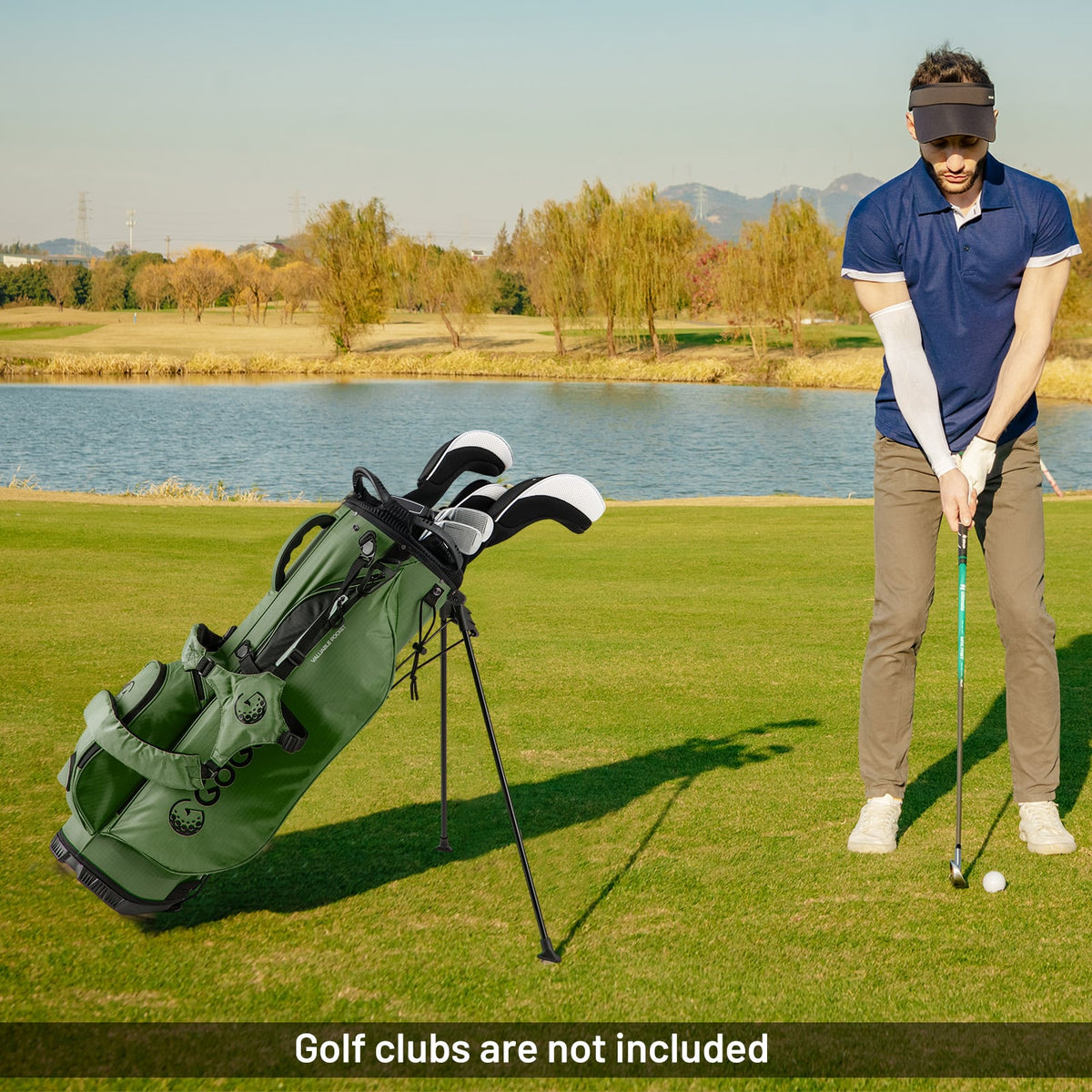 Golf Stand Bag Lightweight Golf Bag with 8 Way Top Dividers and 5 Zippered Pockets-Green-Golf-DECOROLALA