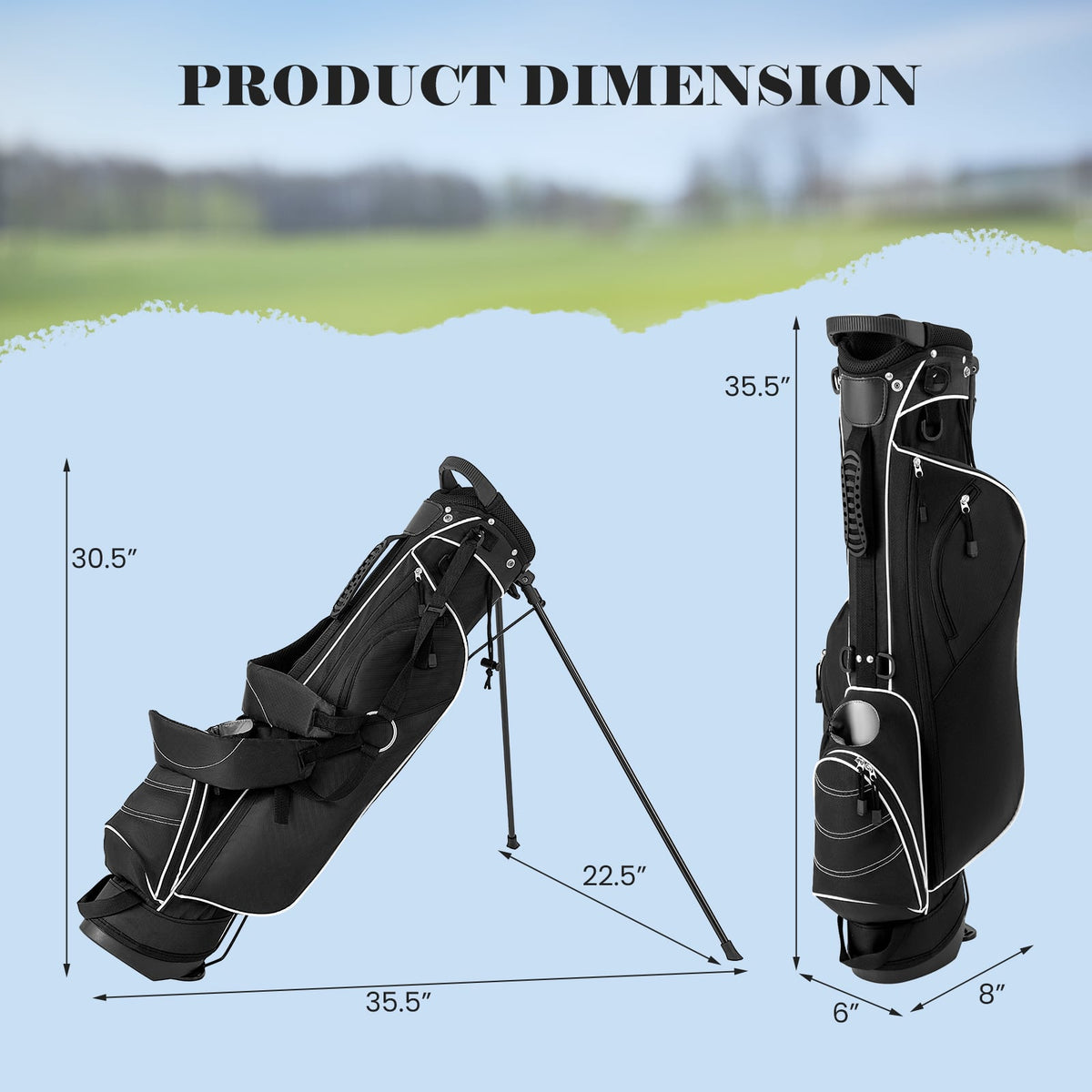 Golf Stand Cart Bag with 4 Way Divider Carry Organizer Pockets-Black-Golf-DECOROLALA