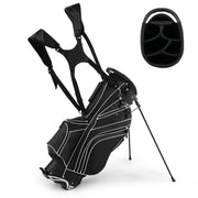 Golf Stand Cart Bag with 6-Way Divider Carry Pockets-Black-Golf-DECOROLALA