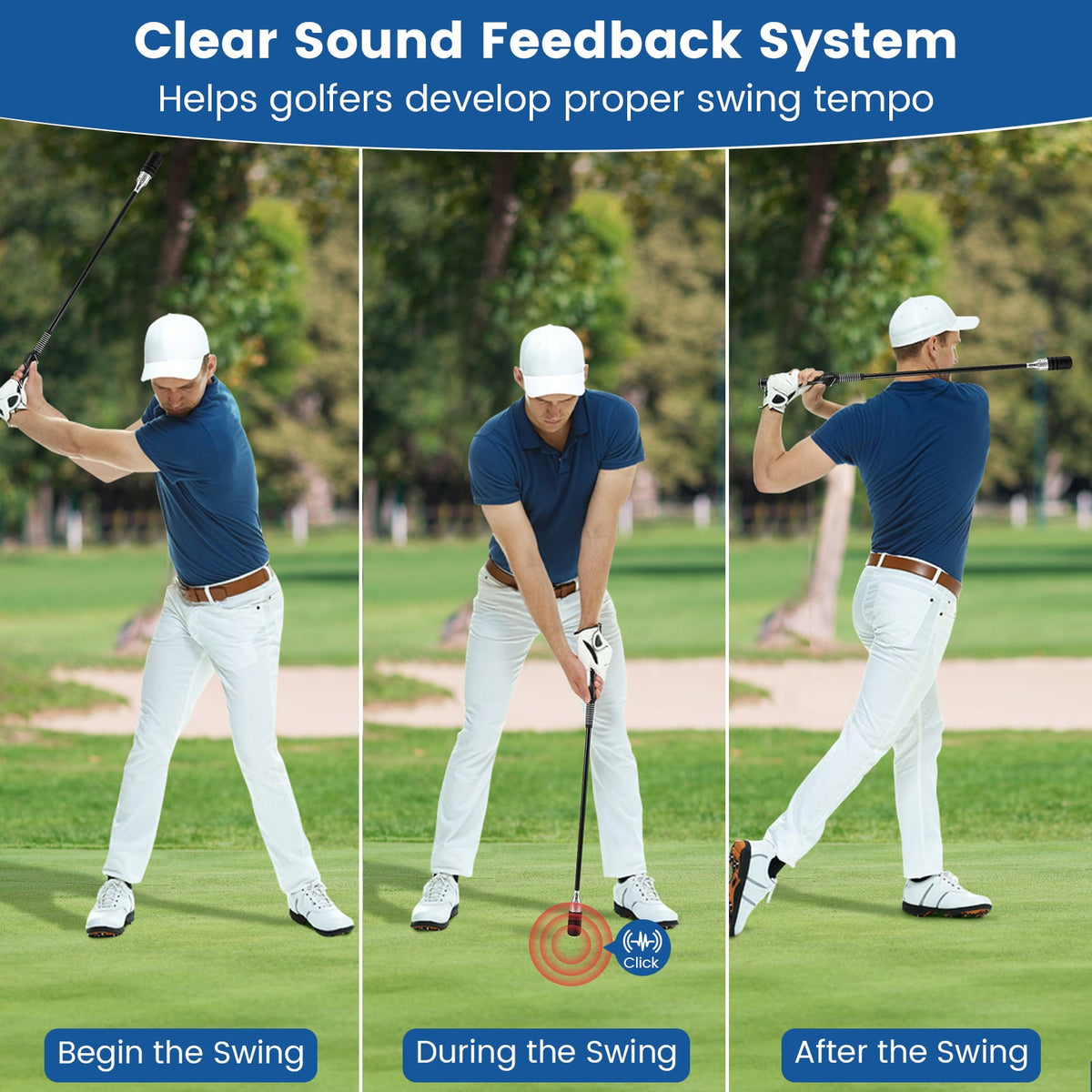 Golf Swing Trainer Click Stick Swing Training Aid for Speed Flexibility Balance-Black-Golf-DECOROLALA
