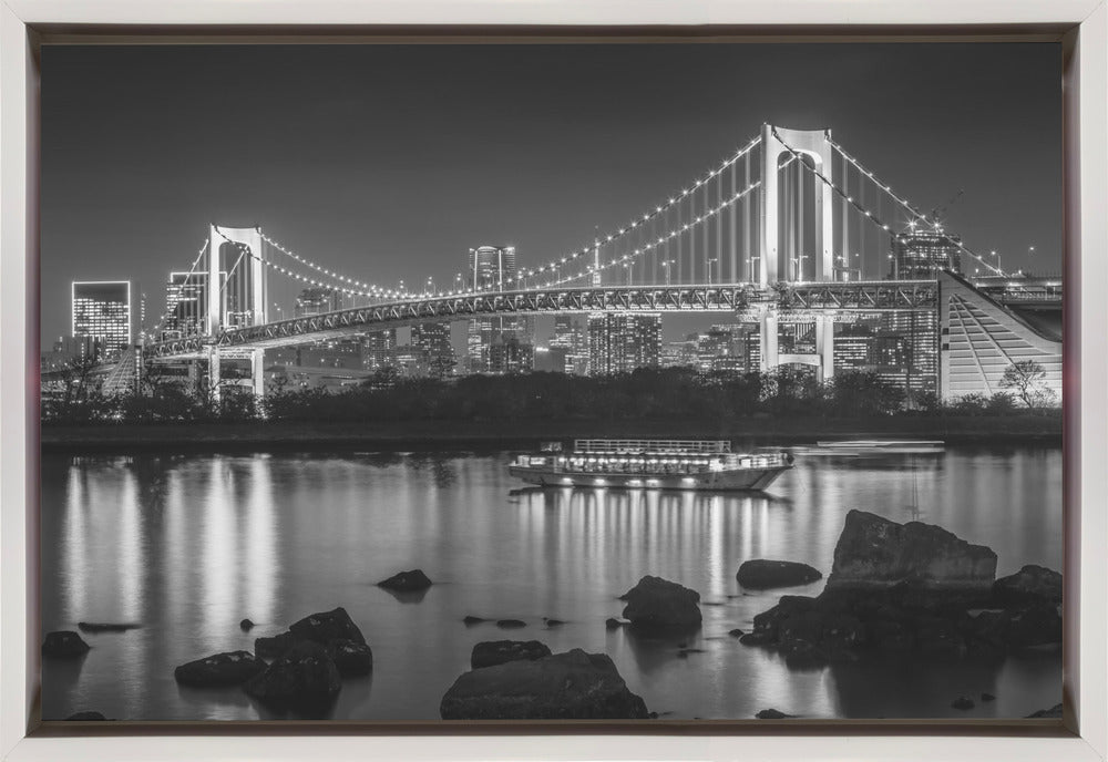 Gorgeous Rainbow Bridge with Tokyo Skyline in the evening - monochrome-canvas-DECOROLALA
