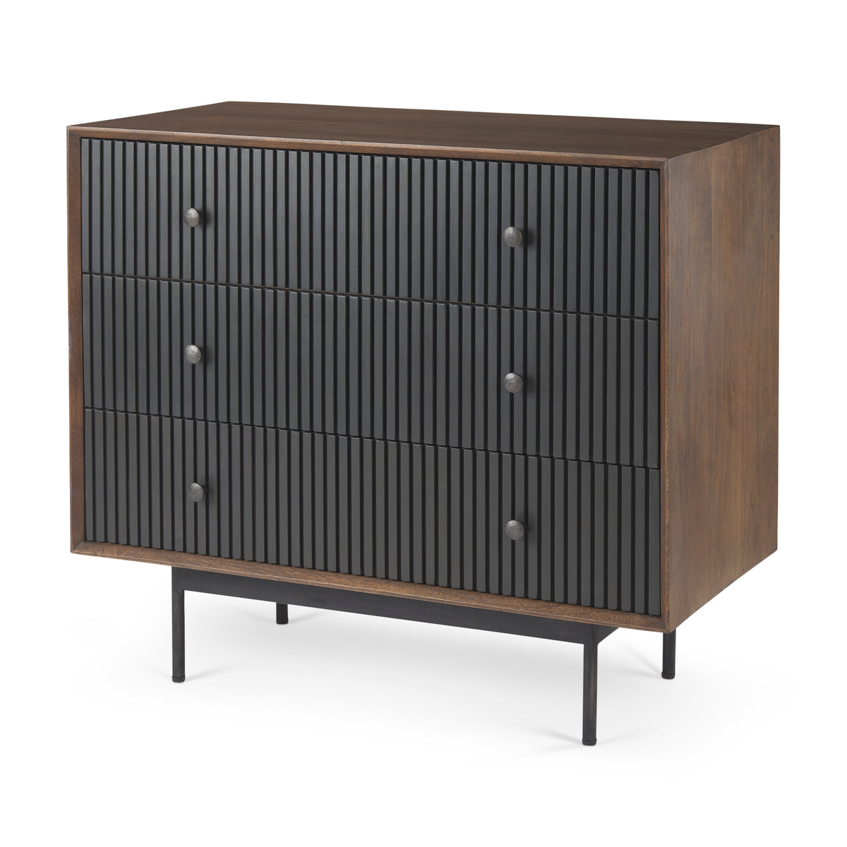 Grace Medium Brown Wood 3 Drawer Accent Cabinet-Accent Cabinets & Chests-DECOROLALA