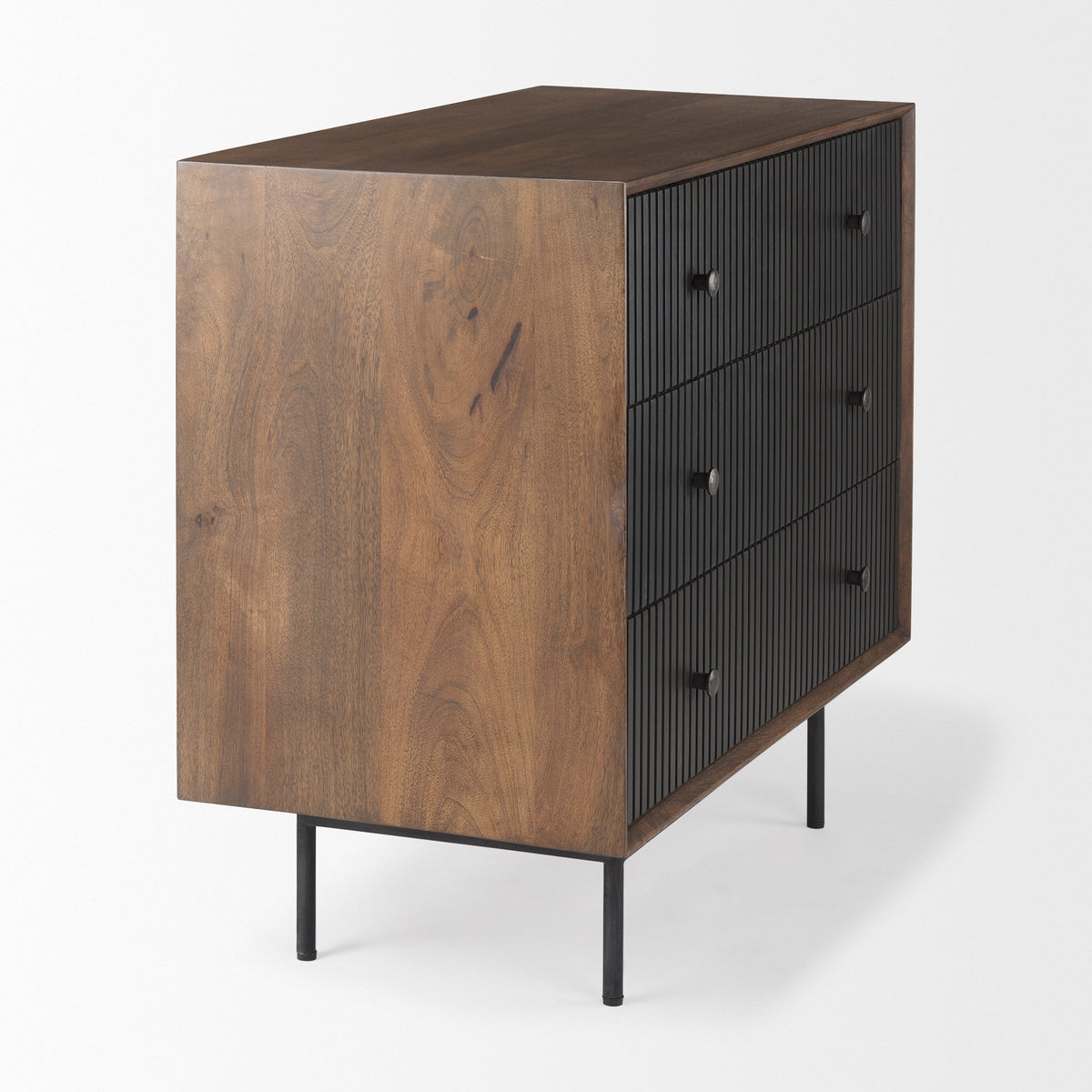Grace Medium Brown Wood 3 Drawer Accent Cabinet-Accent Cabinets & Chests-DECOROLALA