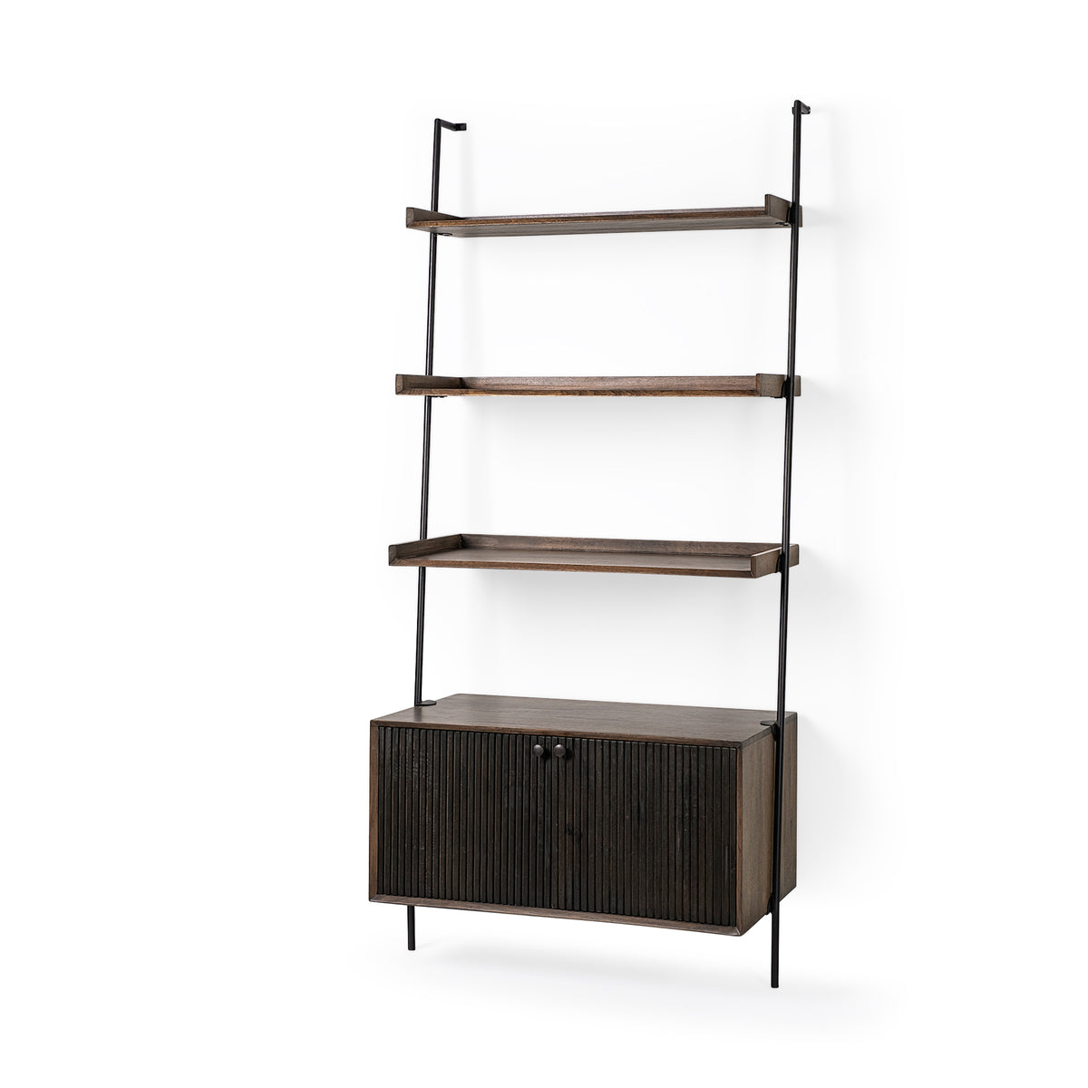 Grace 37.5L x 20W x 82H Two-Toned Brown Wood Three Shelf Shelving Unit-Shelving-DECOROLALA