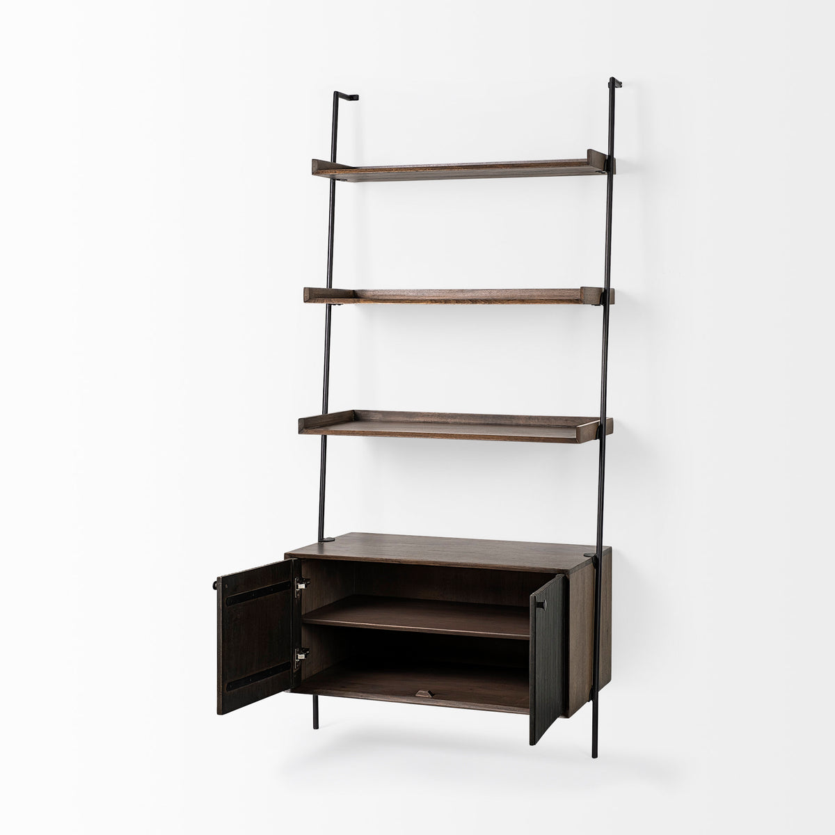 Grace 37.5L x 20W x 82H Two-Toned Brown Wood Three Shelf Shelving Unit-Shelving-DECOROLALA