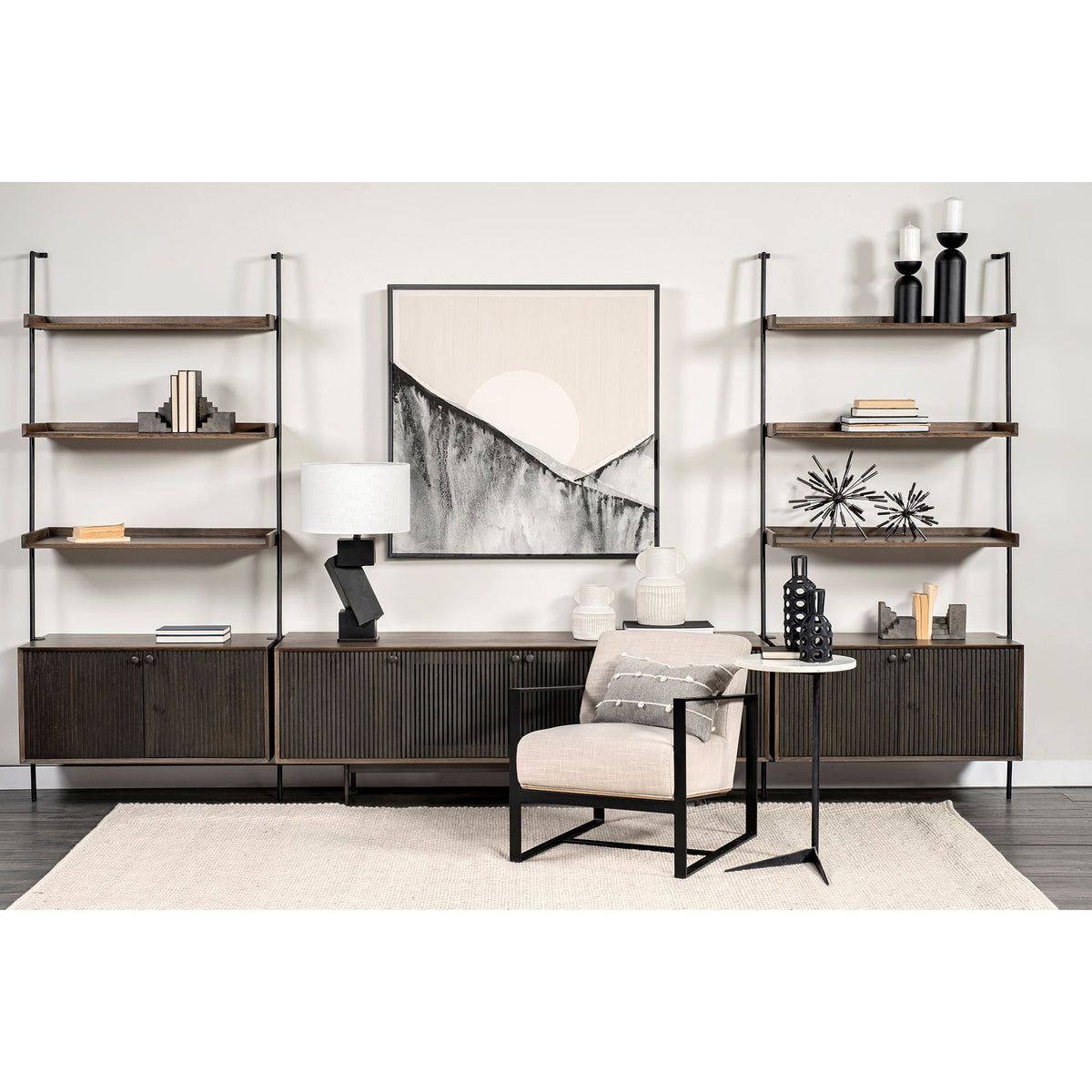 Grace 37.5L x 20W x 82H Two-Toned Brown Wood Three Shelf Shelving Unit-Shelving-DECOROLALA