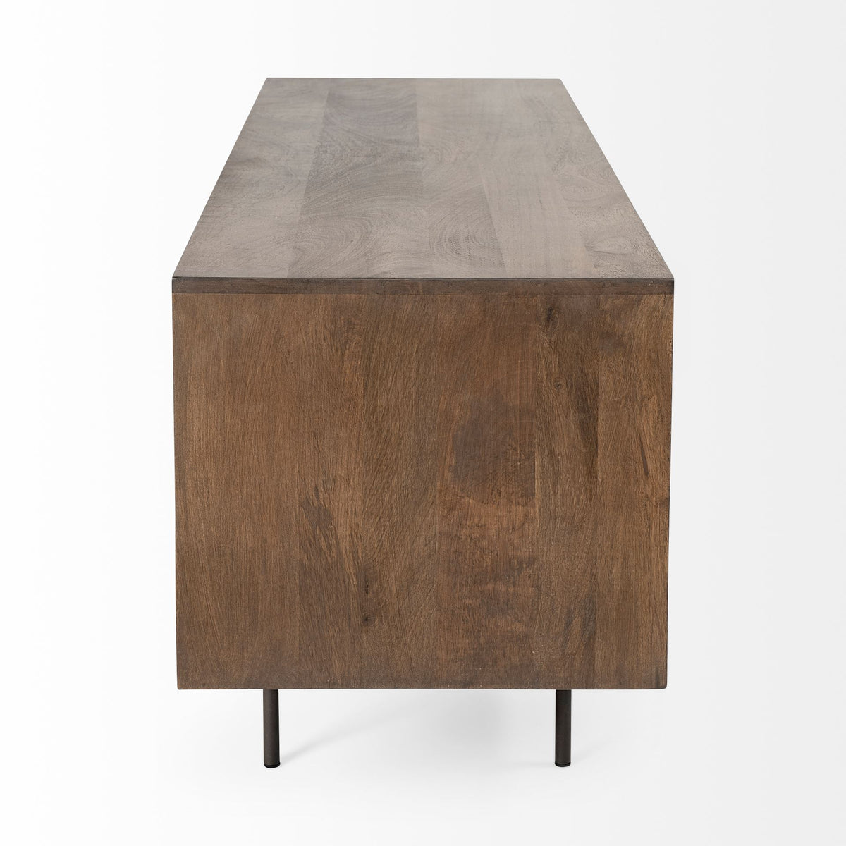 Grace I Two-Toned Brown Solid Wood TV Stand Media Console with Slated Doors, TV up to 82"-Media Console-DECOROLALA