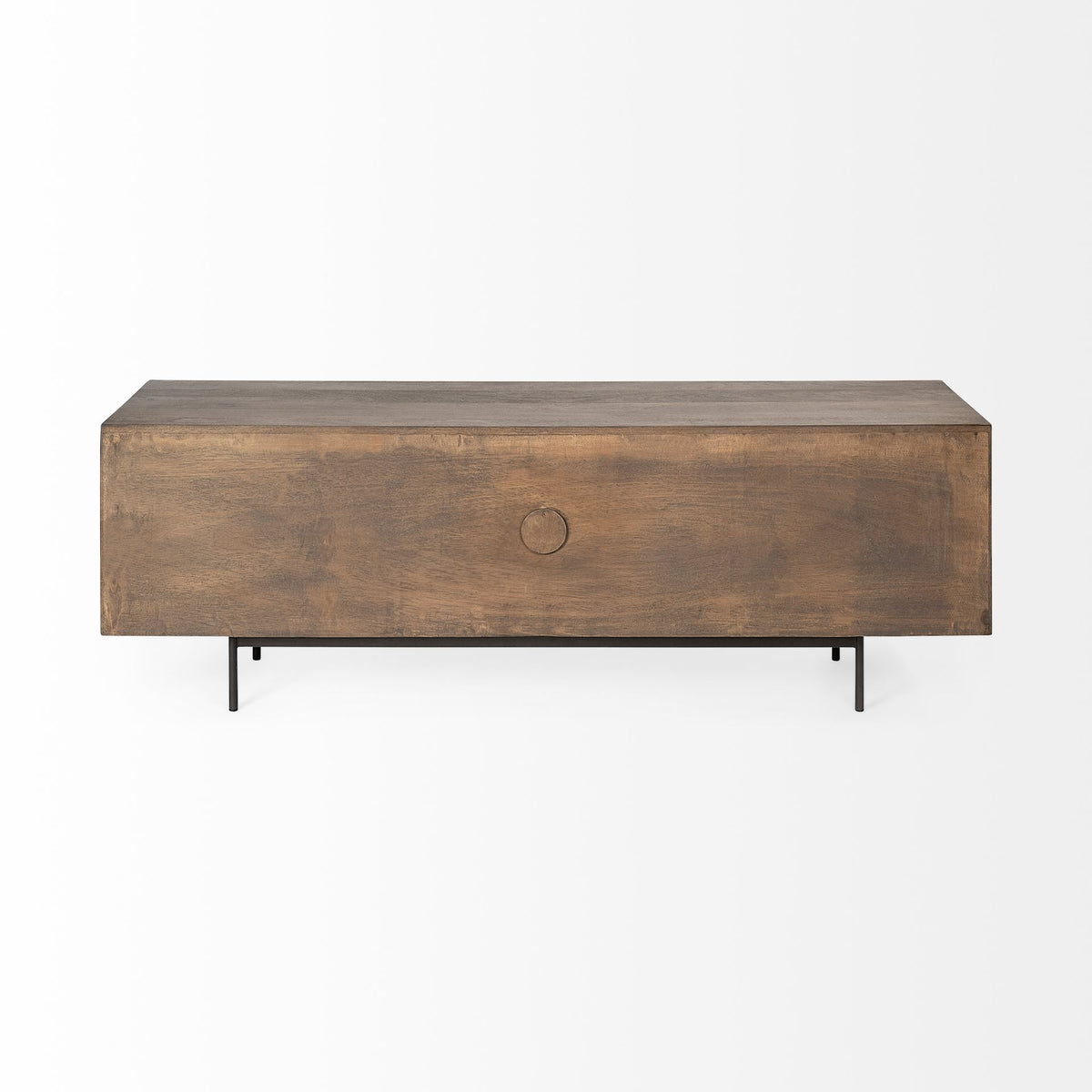 Grace I Two-Toned Brown Solid Wood TV Stand Media Console with Slated Doors, TV up to 82"-Media Console-DECOROLALA
