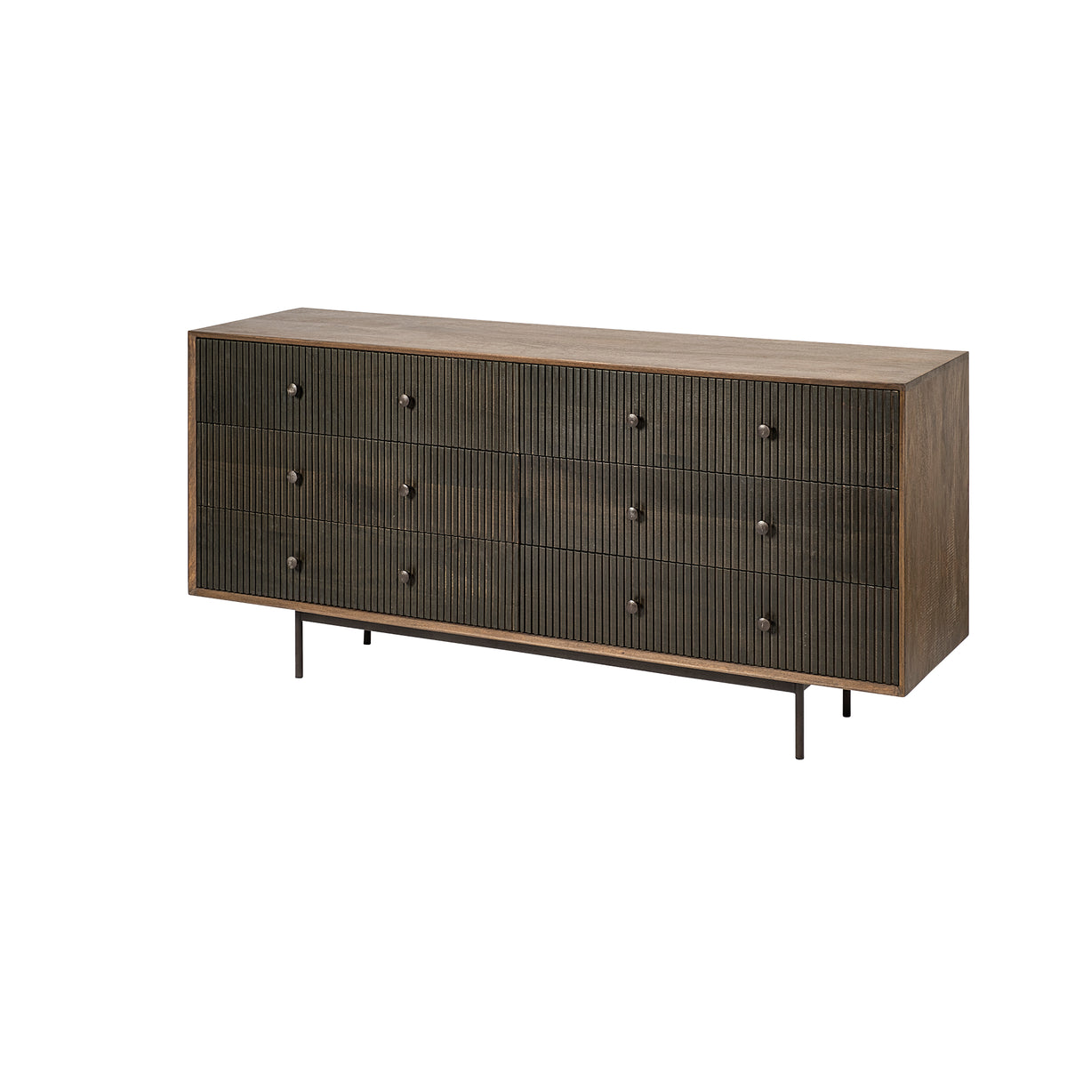 Grace Two-Tone Brown Solid Wood 6 Drawer Sideboard-Sideboards & Buffets-DECOROLALA