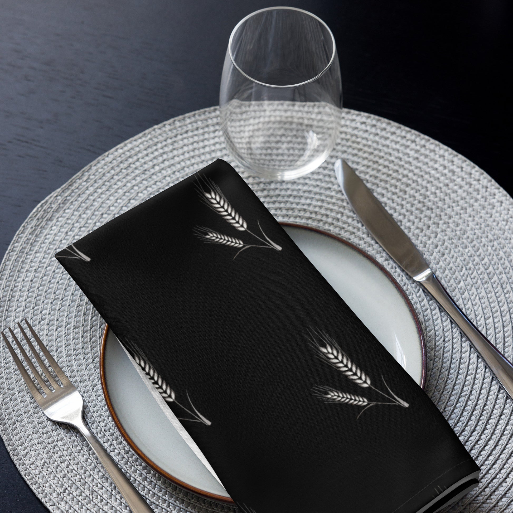 Grano Pattern Cloth Napkin Set - Black-Dining Room & Kitchen-DECOROLALA