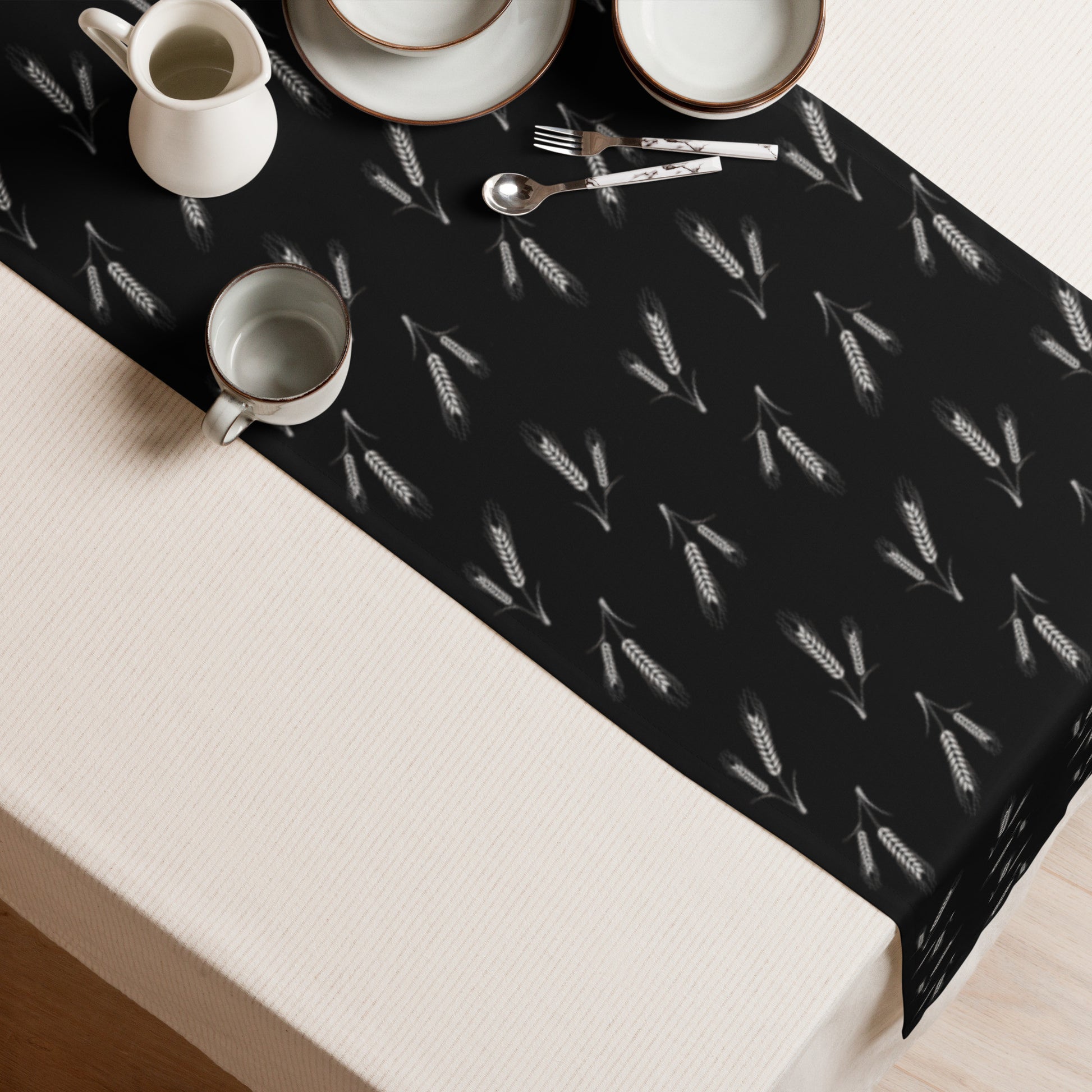 Grano Pattern Table Runner - Black-Living-DECOROLALA