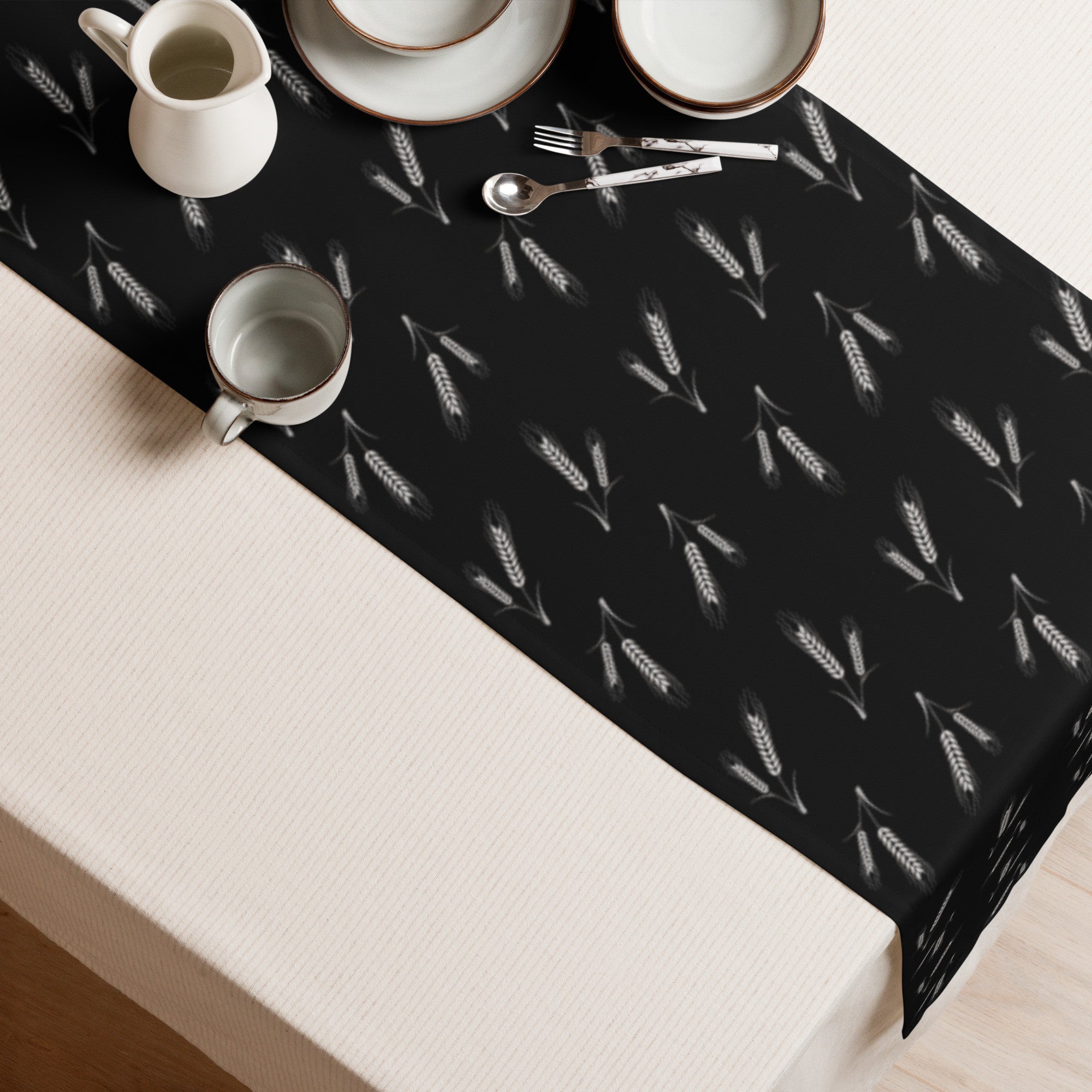 Grano Pattern Table Runner - Black-Living-DECOROLALA