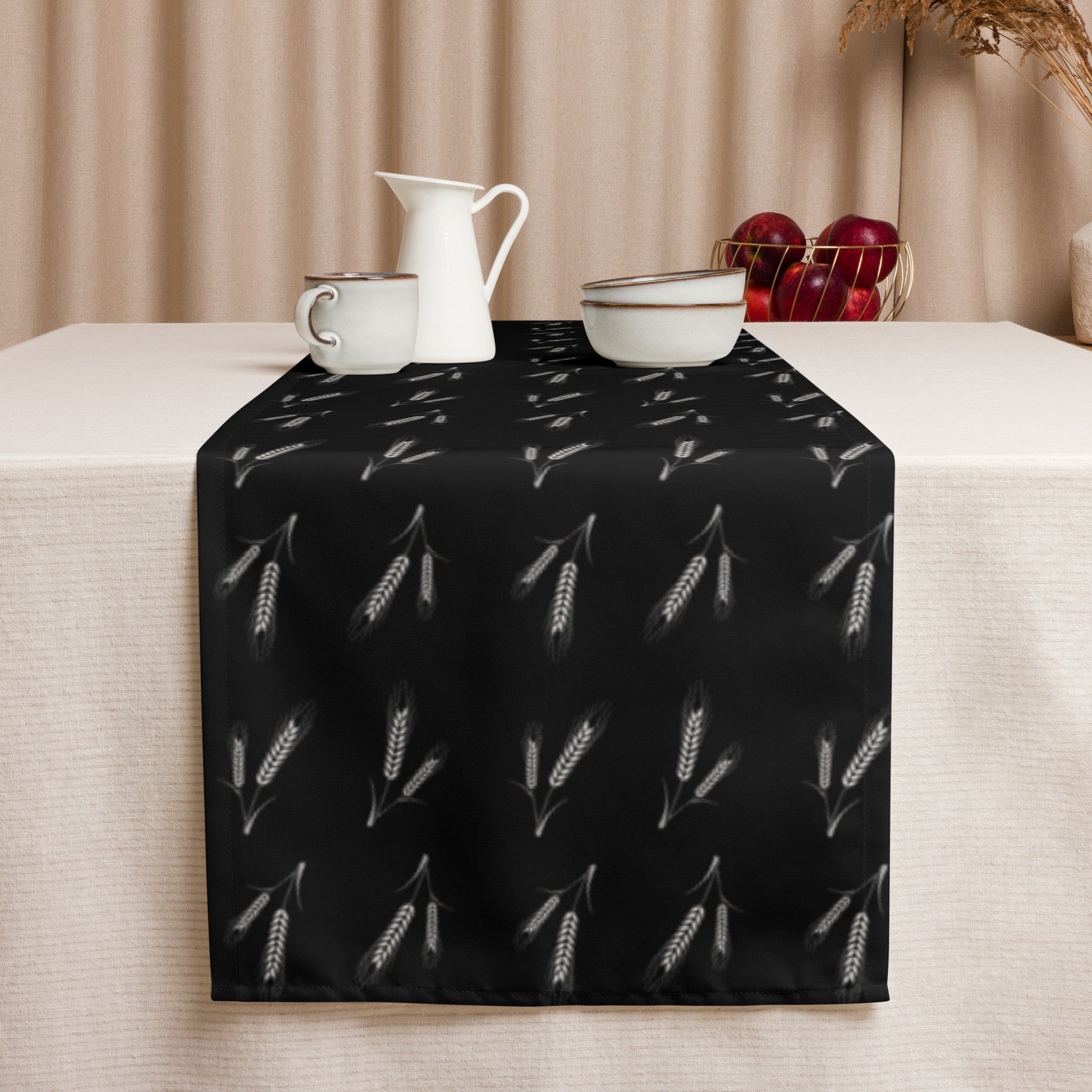 Grano Pattern Table Runner - Black-Living-DECOROLALA