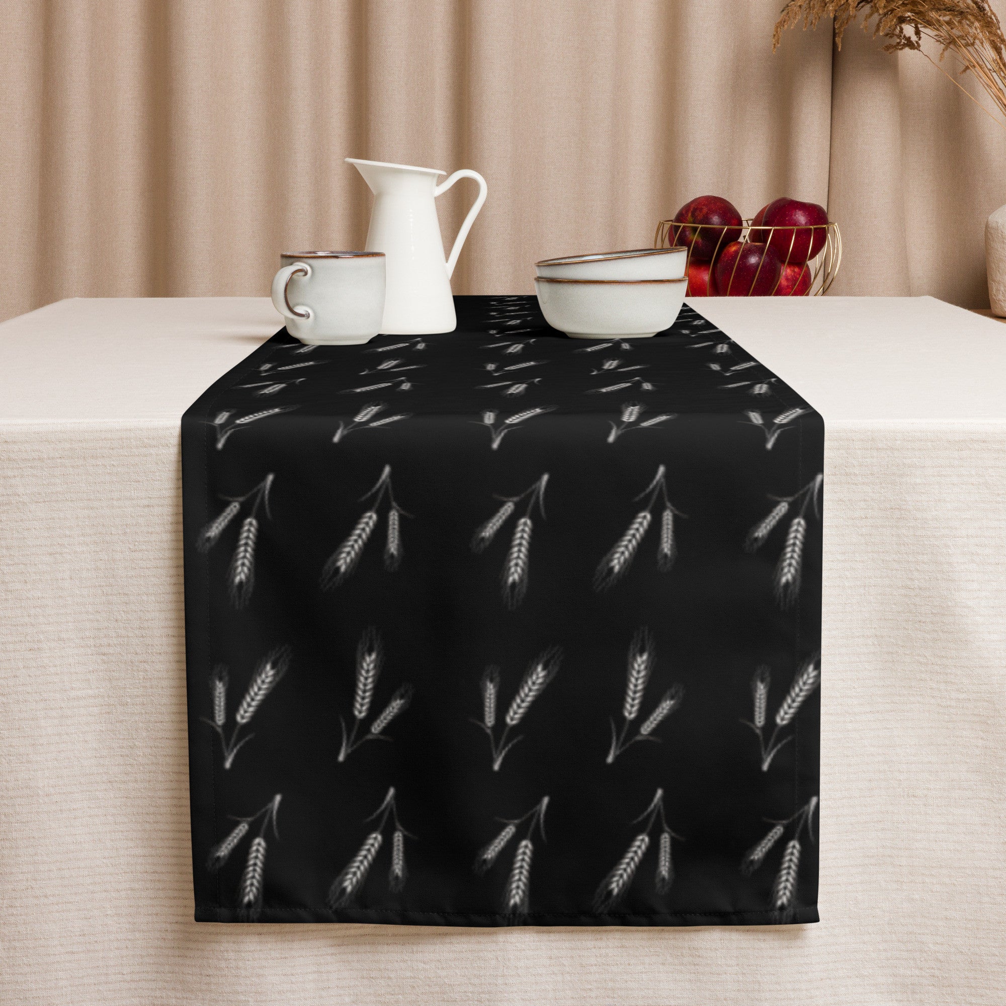 Grano Pattern Table Runner - Black-Living-DECOROLALA