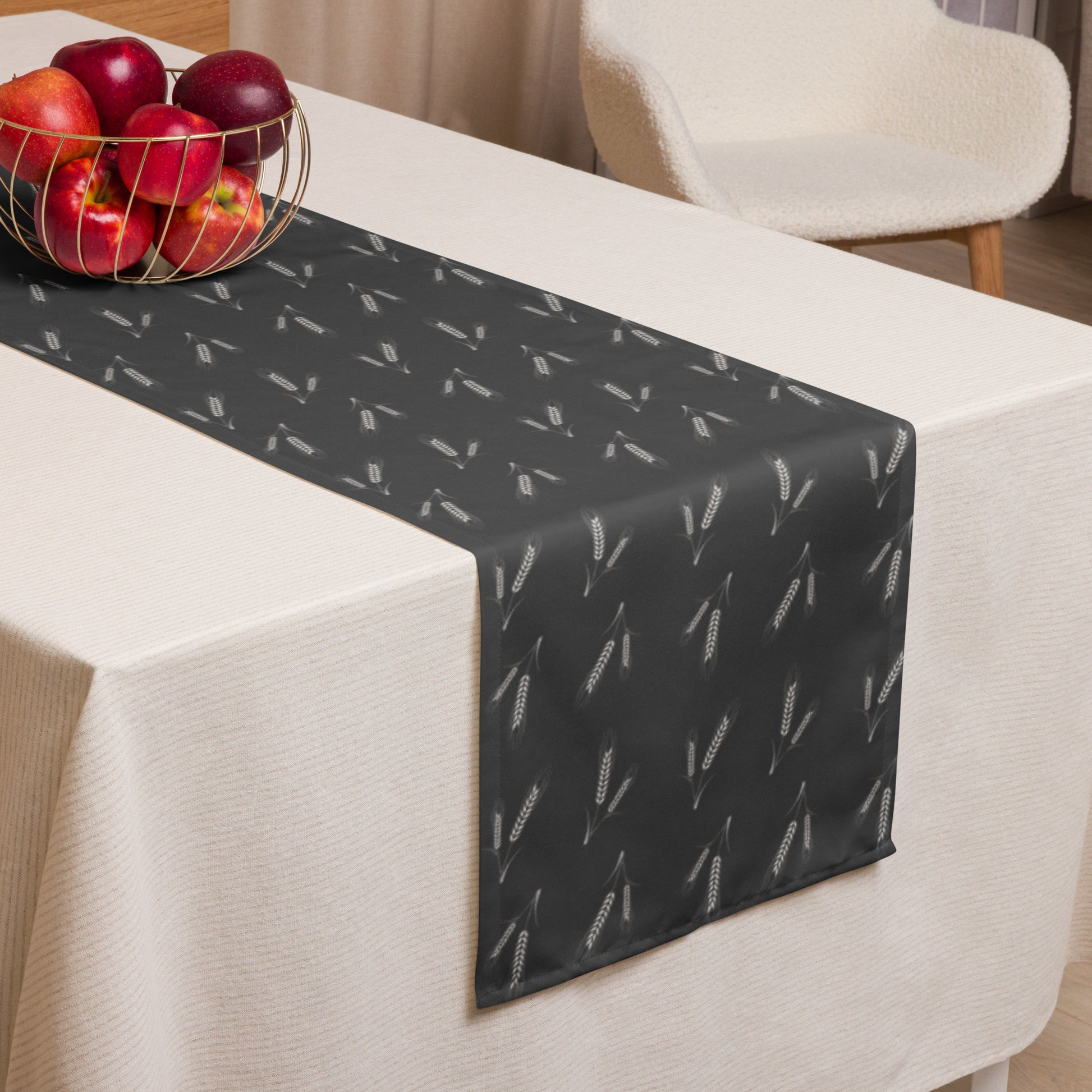 Grano Pattern Table Runner - Dark Grey-Dining Room & Kitchen-DECOROLALA