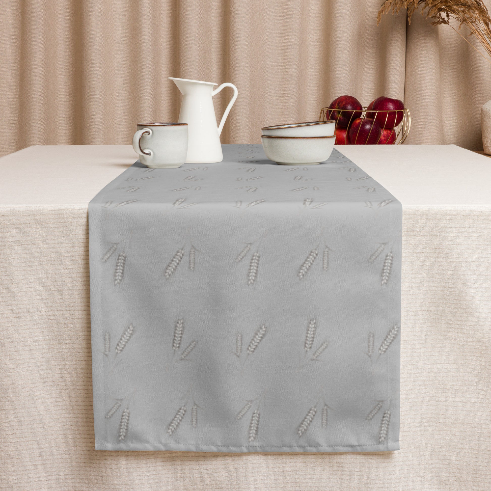 Grano Pattern Table Runner - Grey-Dining Room & Kitchen-DECOROLALA