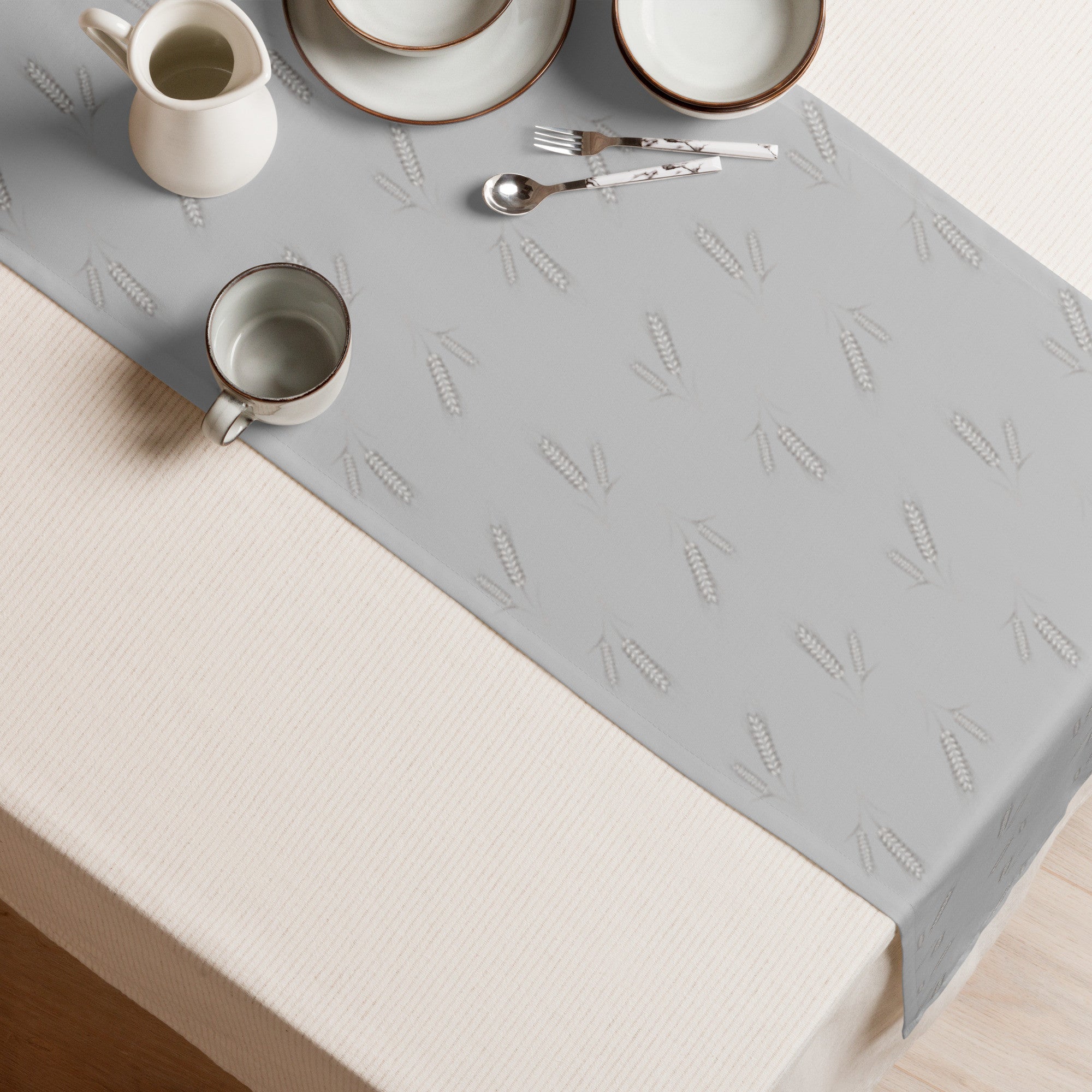 Grano Pattern Table Runner - Grey-Dining Room & Kitchen-DECOROLALA