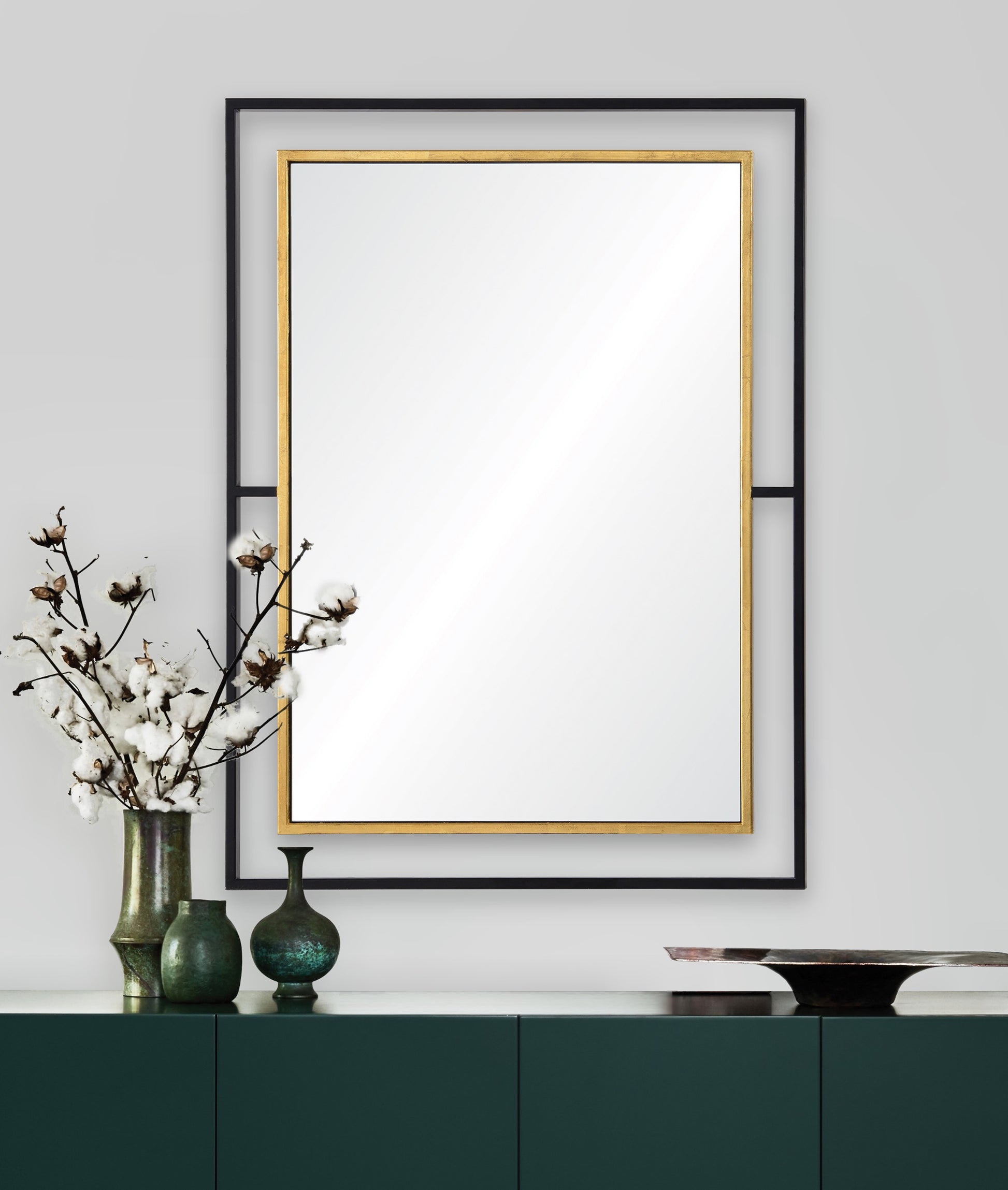 Gray 38" Tall Rectangle Wall Mirror, Yellow-Mirror-DECOROLALA
