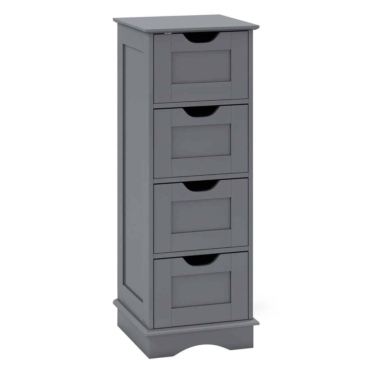 Gray 4-Drawer Bathroom Floor Storage Cabinet - 12" x 12" x 32"-Bathroom Floor Cabinets-DECOROLALA