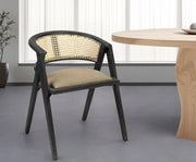 Gray And Black Upholstered Linen Open Back Dining Arm Chair-Dining Chairs-DECOROLALA