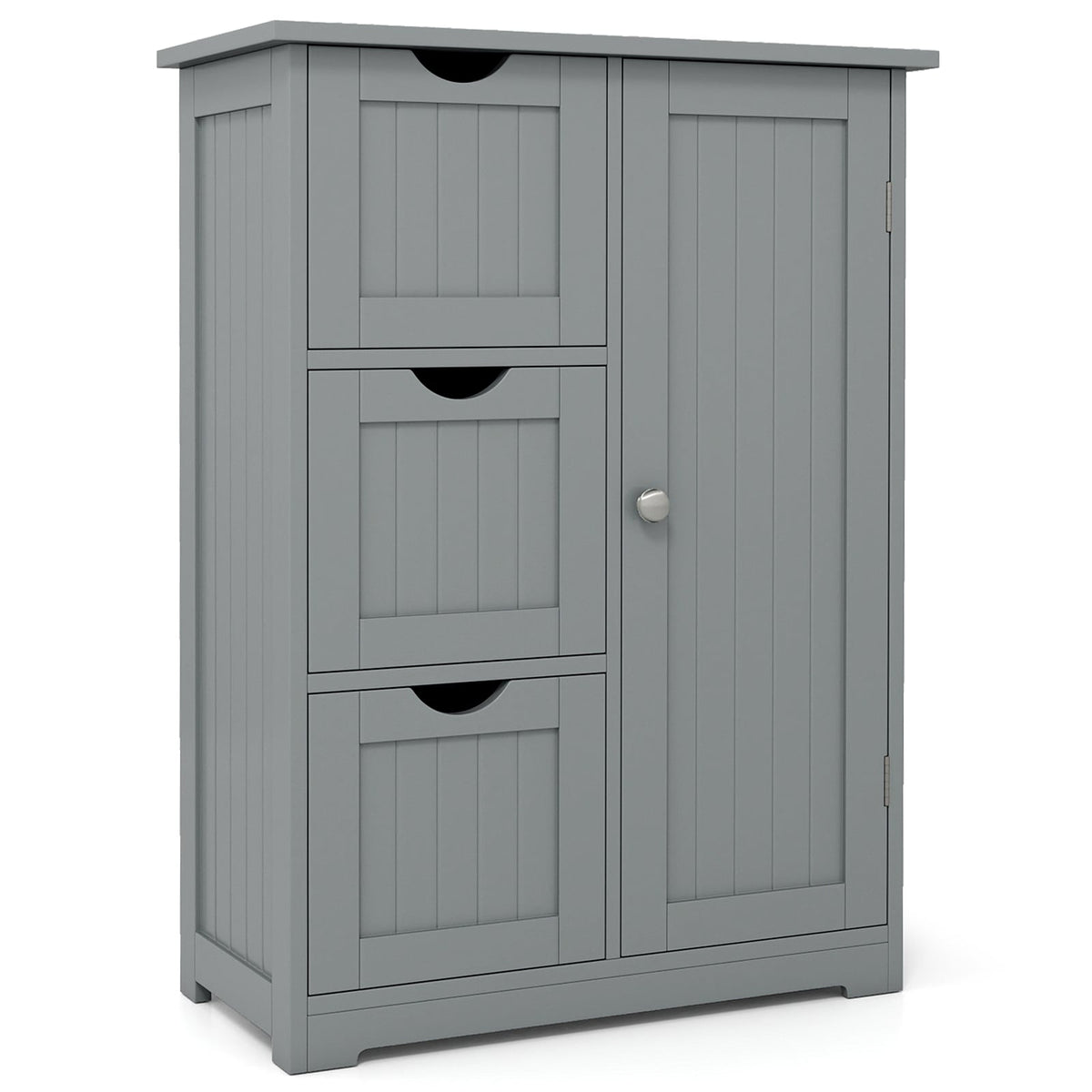 Gray Bathroom Floor Cabinet - 3 Drawers & 1 Cupboard 24"x32"-Floor Cabinets-DECOROLALA