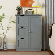 Gray Bathroom Floor Cabinet - 3 Drawers & 1 Cupboard 24"x32"-Floor Cabinets-DECOROLALA