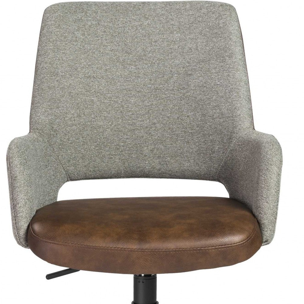 Gray Brown and Black Adjustable Swivel Fabric Rolling Office Chair-Office Chairs-DECOROLALA