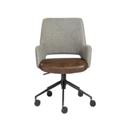 Gray Brown and Black Adjustable Swivel Fabric Rolling Office Chair-Office Chairs-DECOROLALA