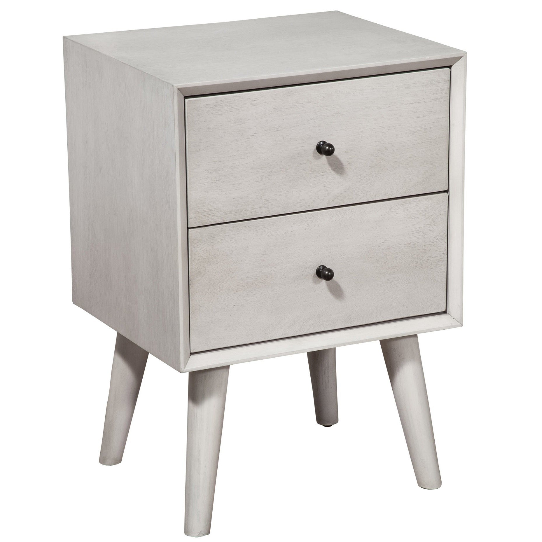 Gray Century Modern Wood 2 Drawer Nightstand-Nightstands & Bedside Tables-DECOROLALA