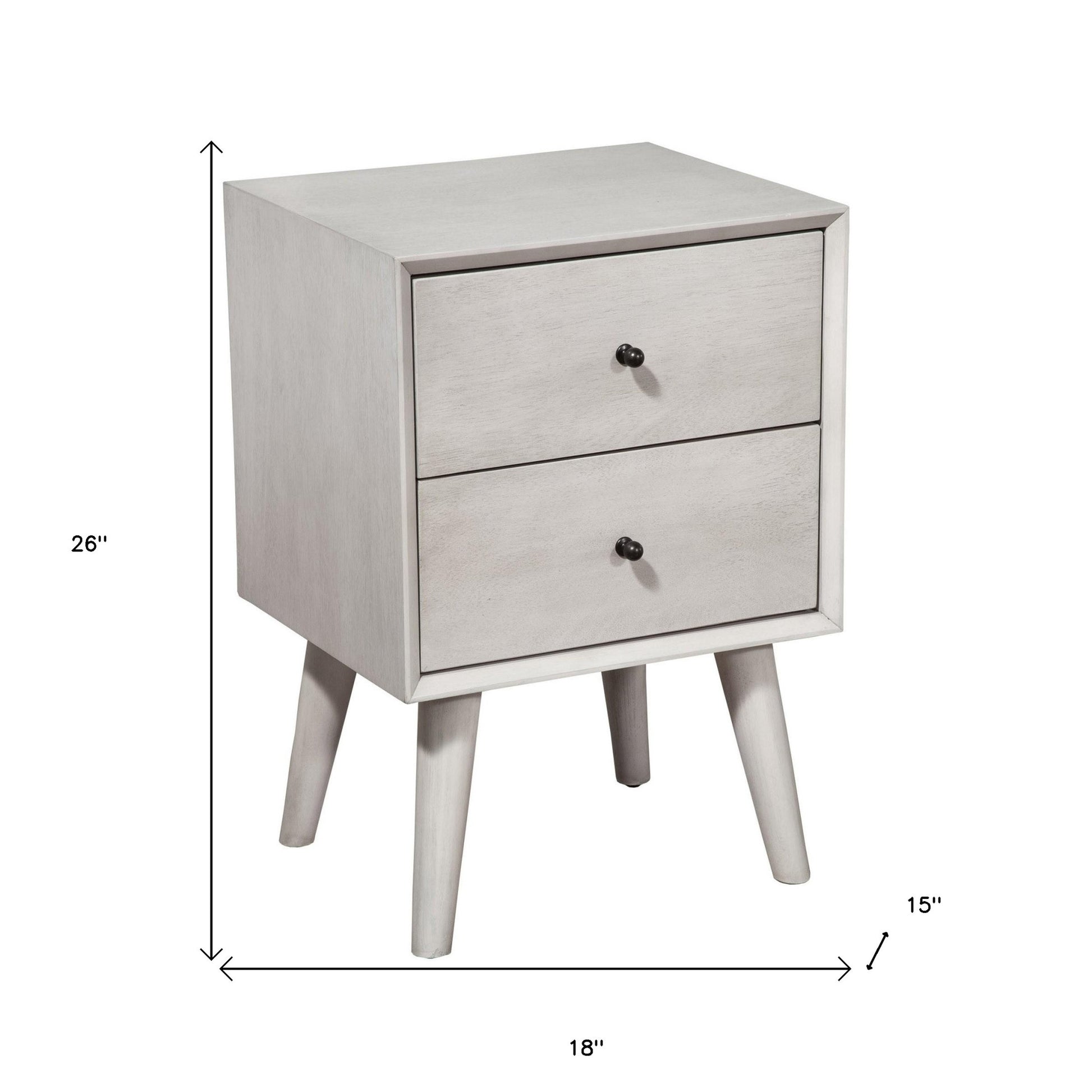 Gray Century Modern Wood 2 Drawer Nightstand-Nightstands & Bedside Tables-DECOROLALA