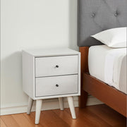 Gray Century Modern Wood 2 Drawer Nightstand-Nightstands & Bedside Tables-DECOROLALA