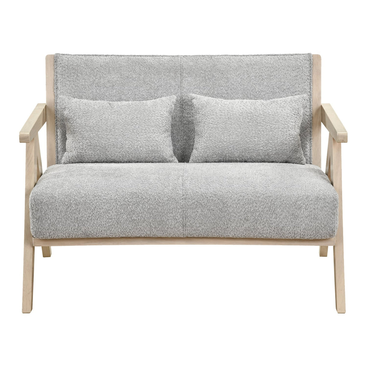 Gray Chenille Loveseat Sofa - Rubber Wood Frame with Pillows-Sofas & Loveseats-DECOROLALA