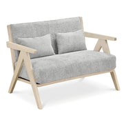Gray Chenille Loveseat Sofa - Rubber Wood Frame with Pillows-Sofas & Loveseats-DECOROLALA