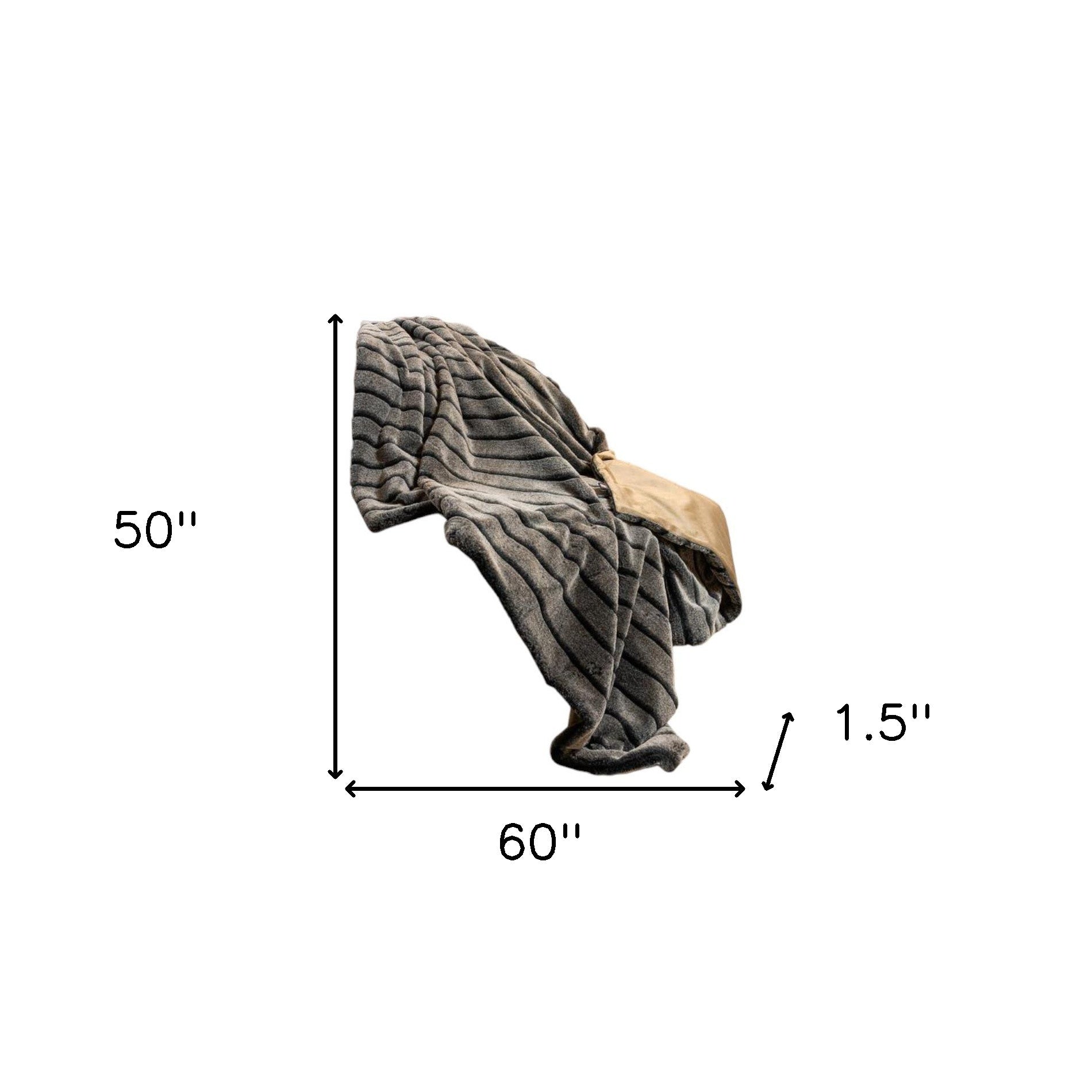 Gray Faux Fur Striped Plush Throw-Throws & Blankets-DECOROLALA