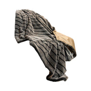 Gray Faux Fur Striped Plush Throw-Throws & Blankets-DECOROLALA