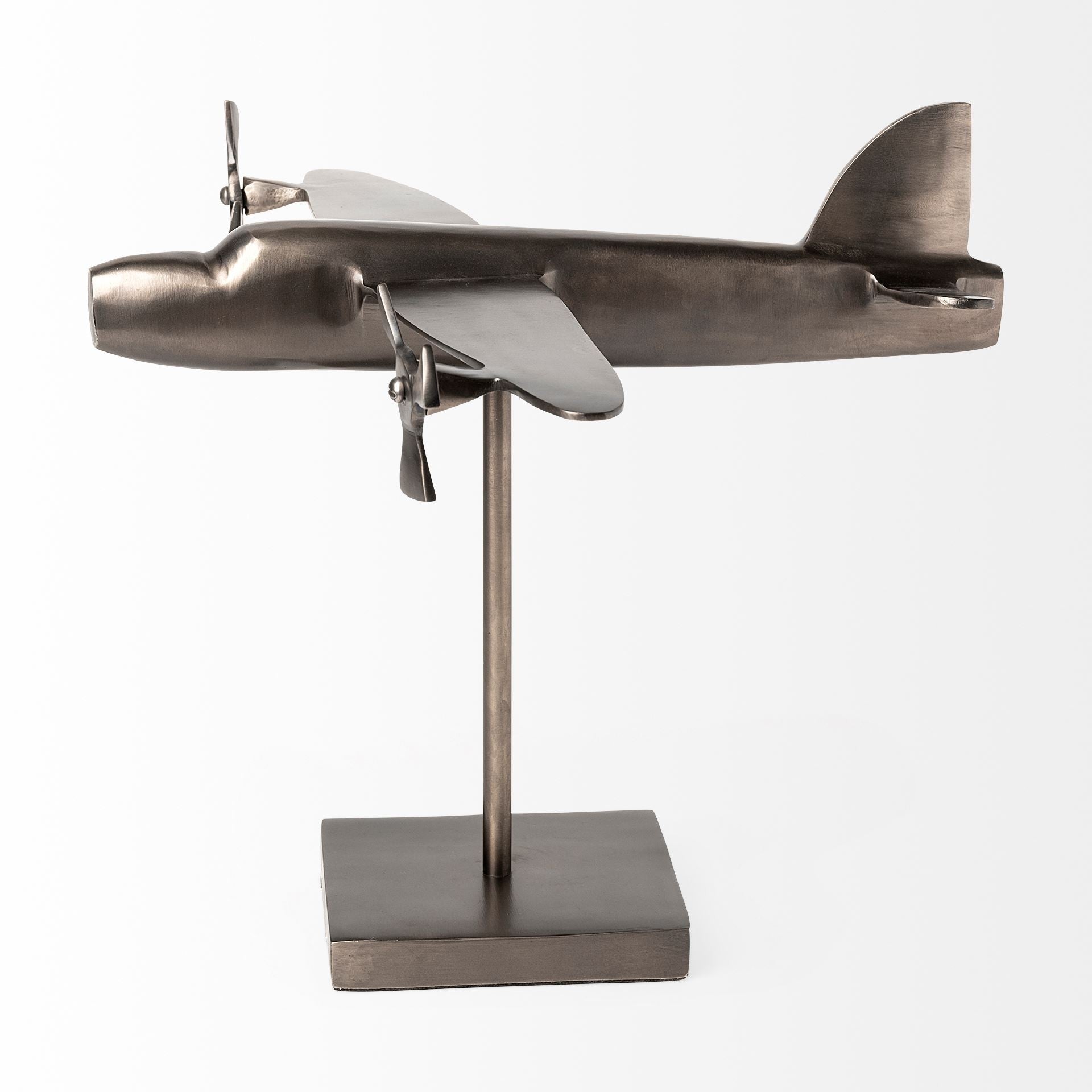Gray Metal Bomber Plane Sculpture-Sculptures-DECOROLALA