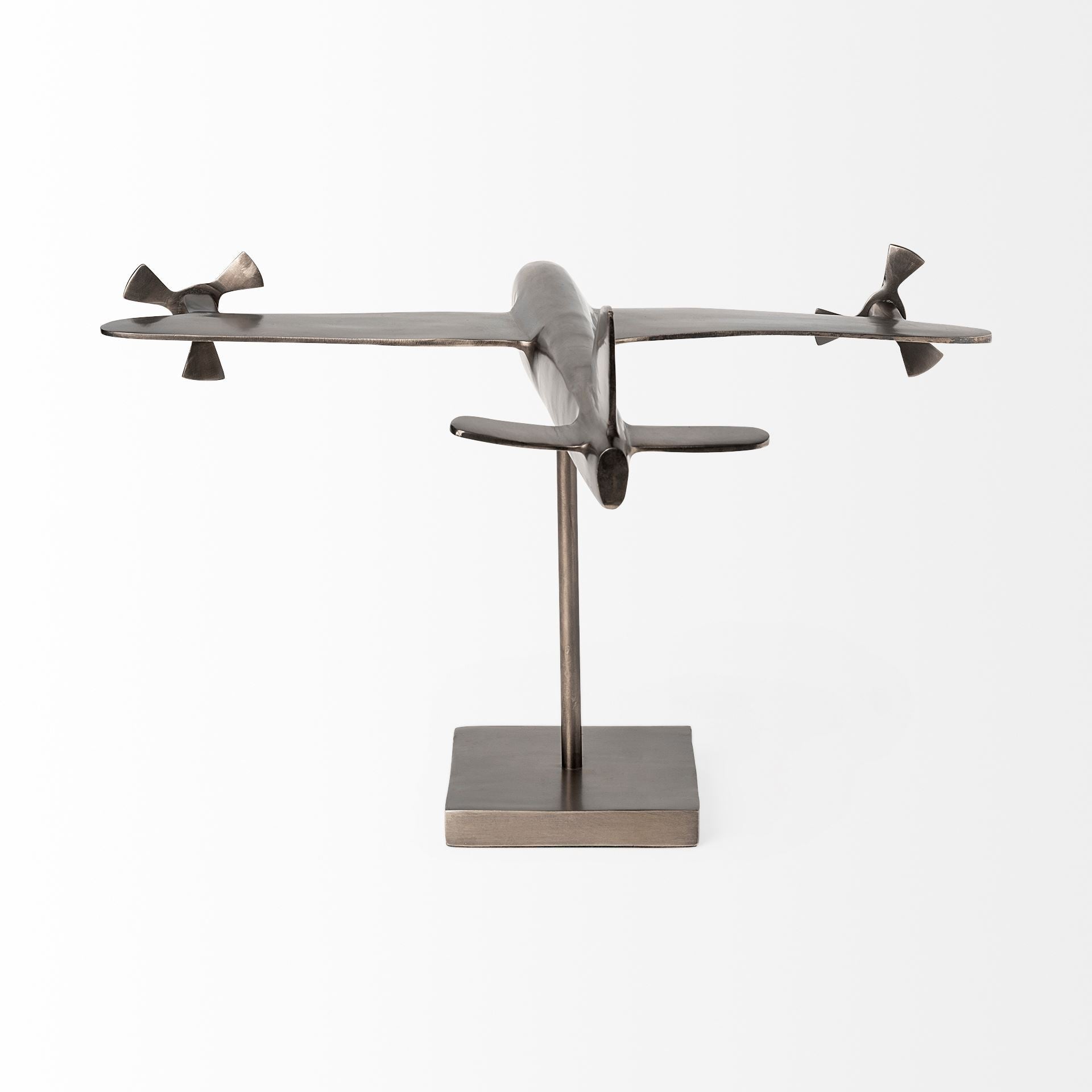 Gray Metal Bomber Plane Sculpture-Sculptures-DECOROLALA