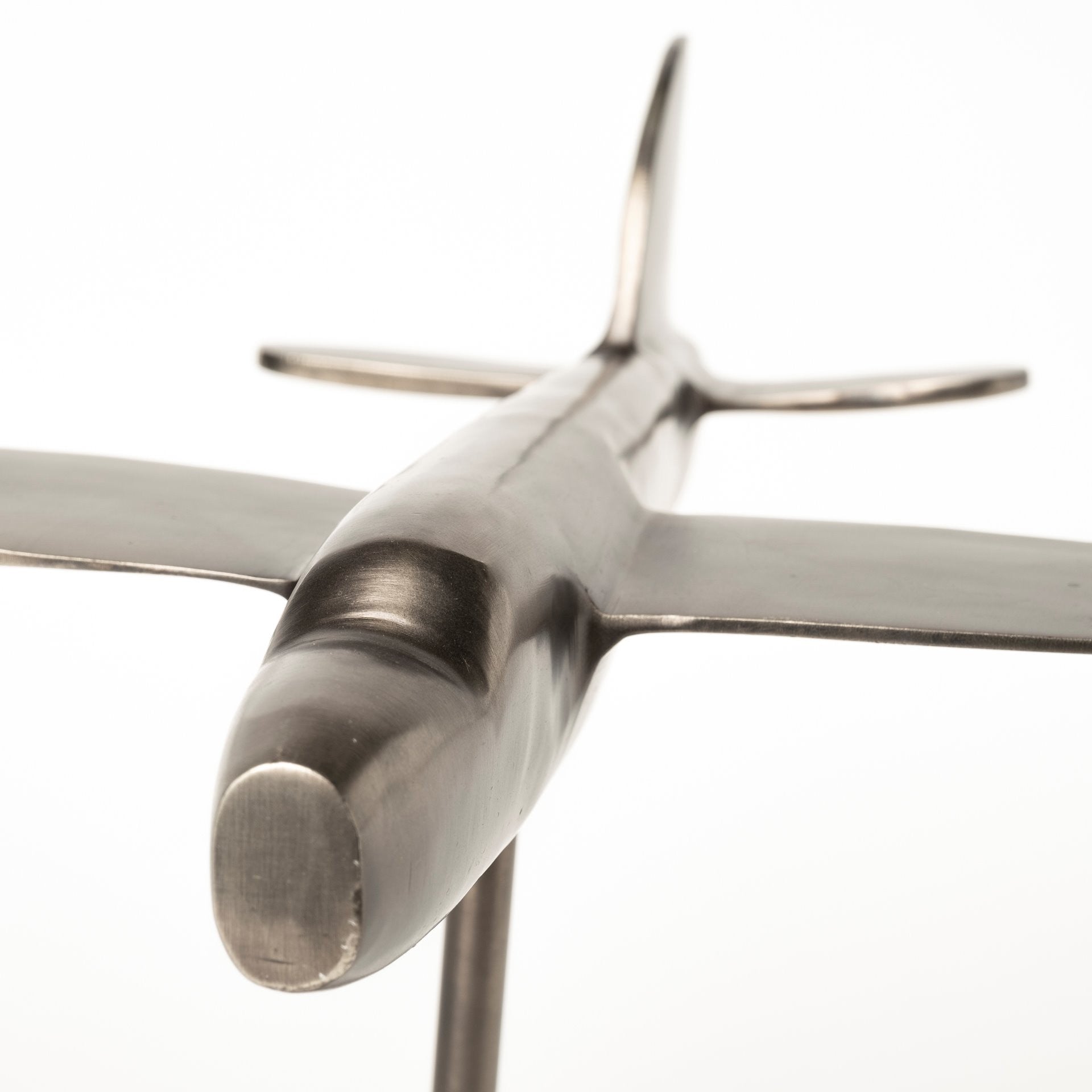 Gray Metal Bomber Plane Sculpture-Sculptures-DECOROLALA