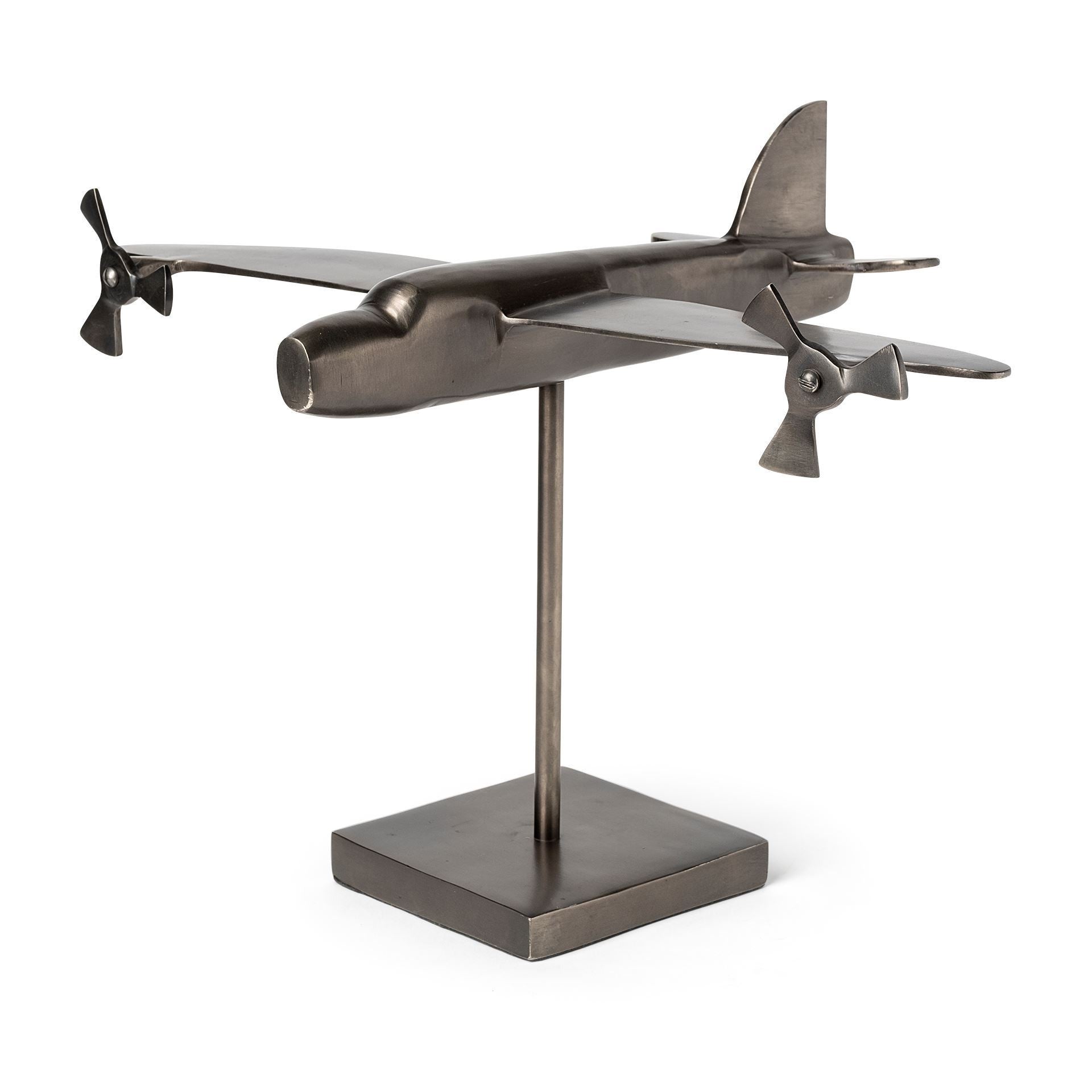 Gray Metal Bomber Plane Sculpture-Sculptures-DECOROLALA