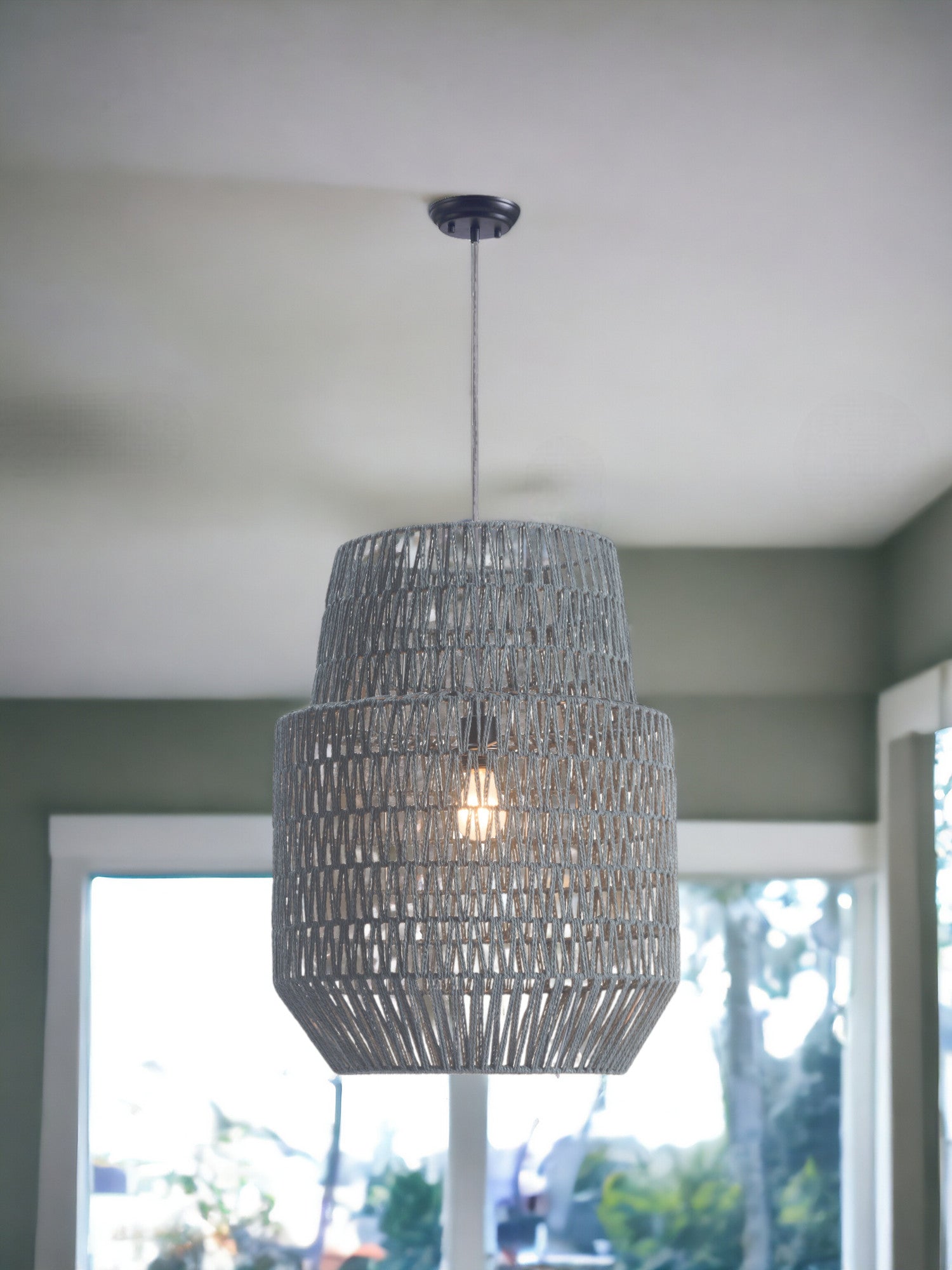 Gray Night Sky Zig Zag Ceiling Lamp-Chandeliers-DECOROLALA