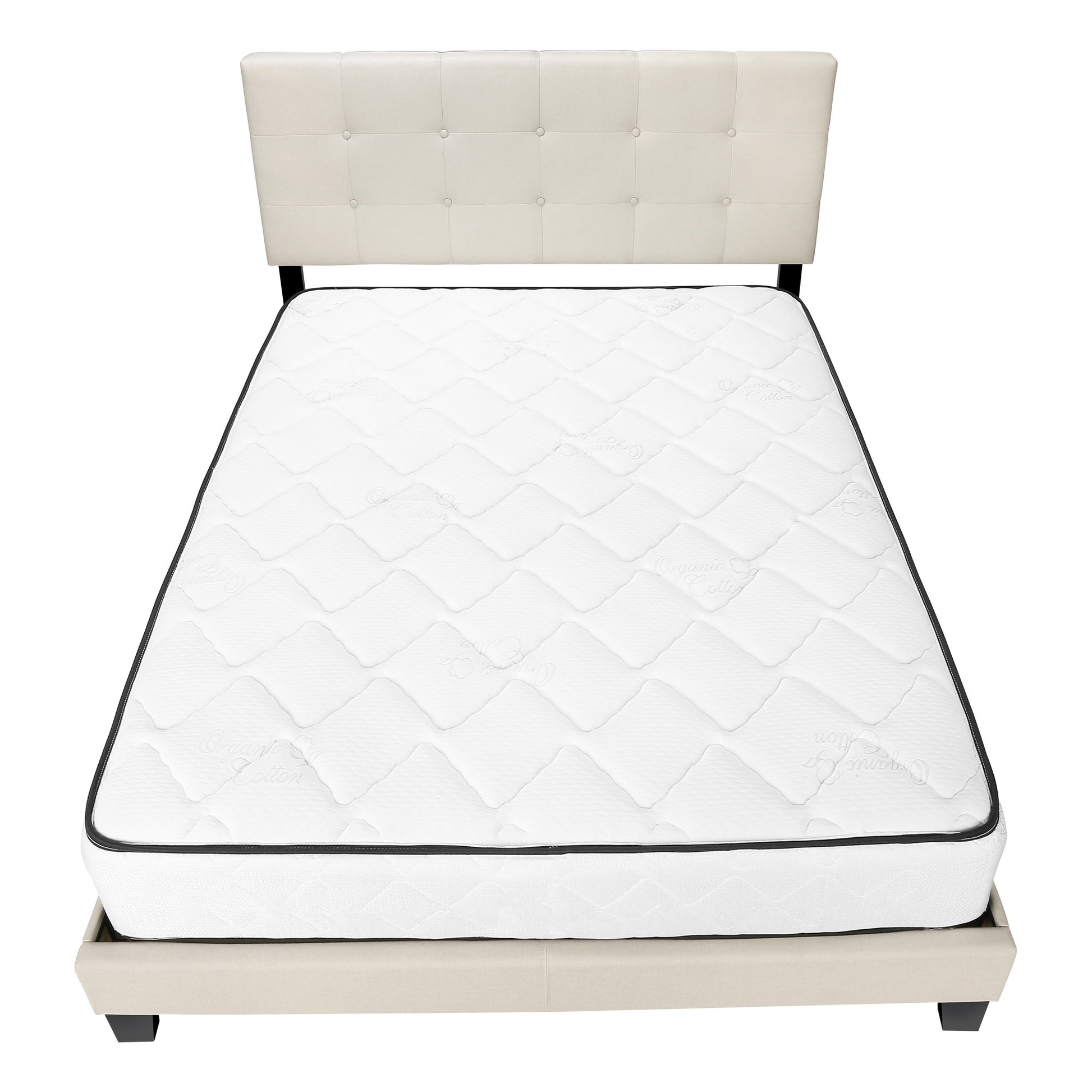 Gray Queen Tufted Upholstered Bed Frame-Standard Beds-DECOROLALA