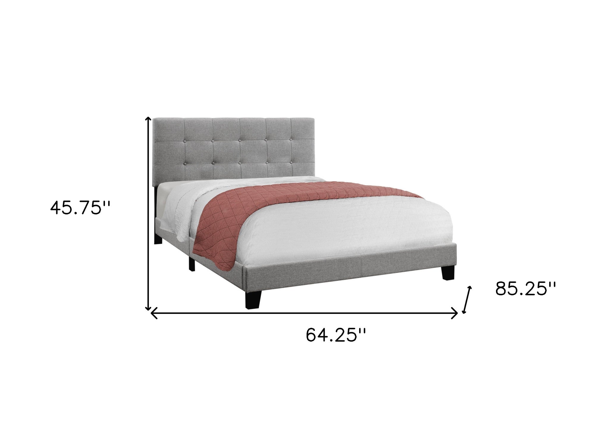 Gray Queen Tufted Upholstered Bed Frame-Standard Beds-DECOROLALA