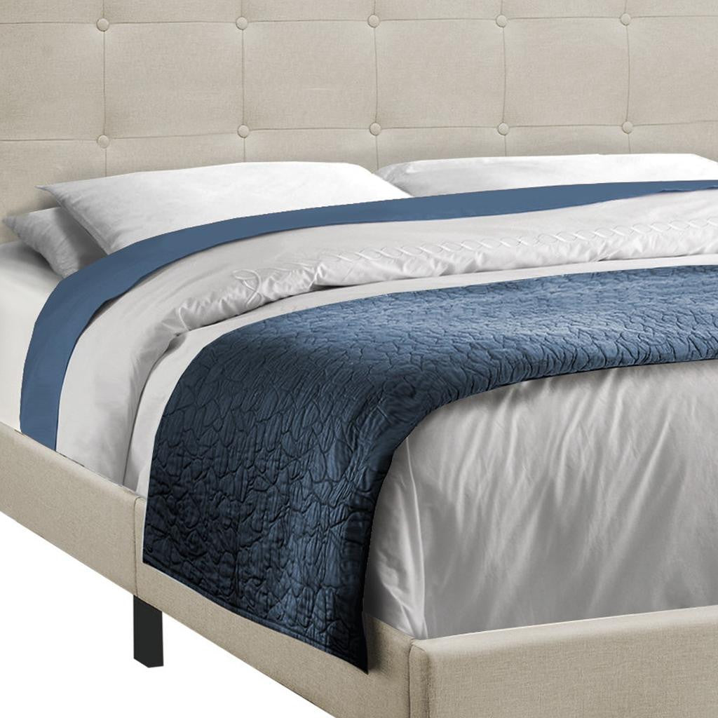 Gray Queen Tufted Upholstered Bed Frame-Standard Beds-DECOROLALA