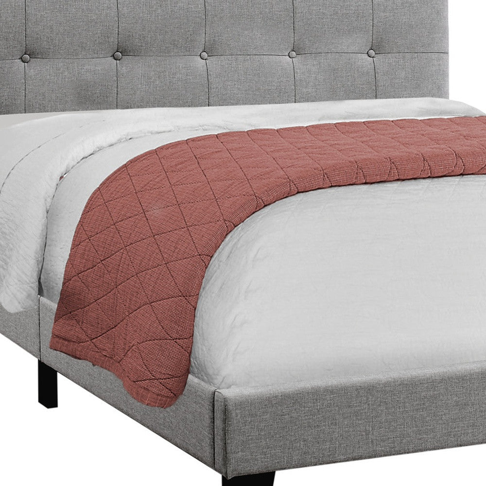 Gray Queen Tufted Upholstered Bed Frame-Standard Beds-DECOROLALA