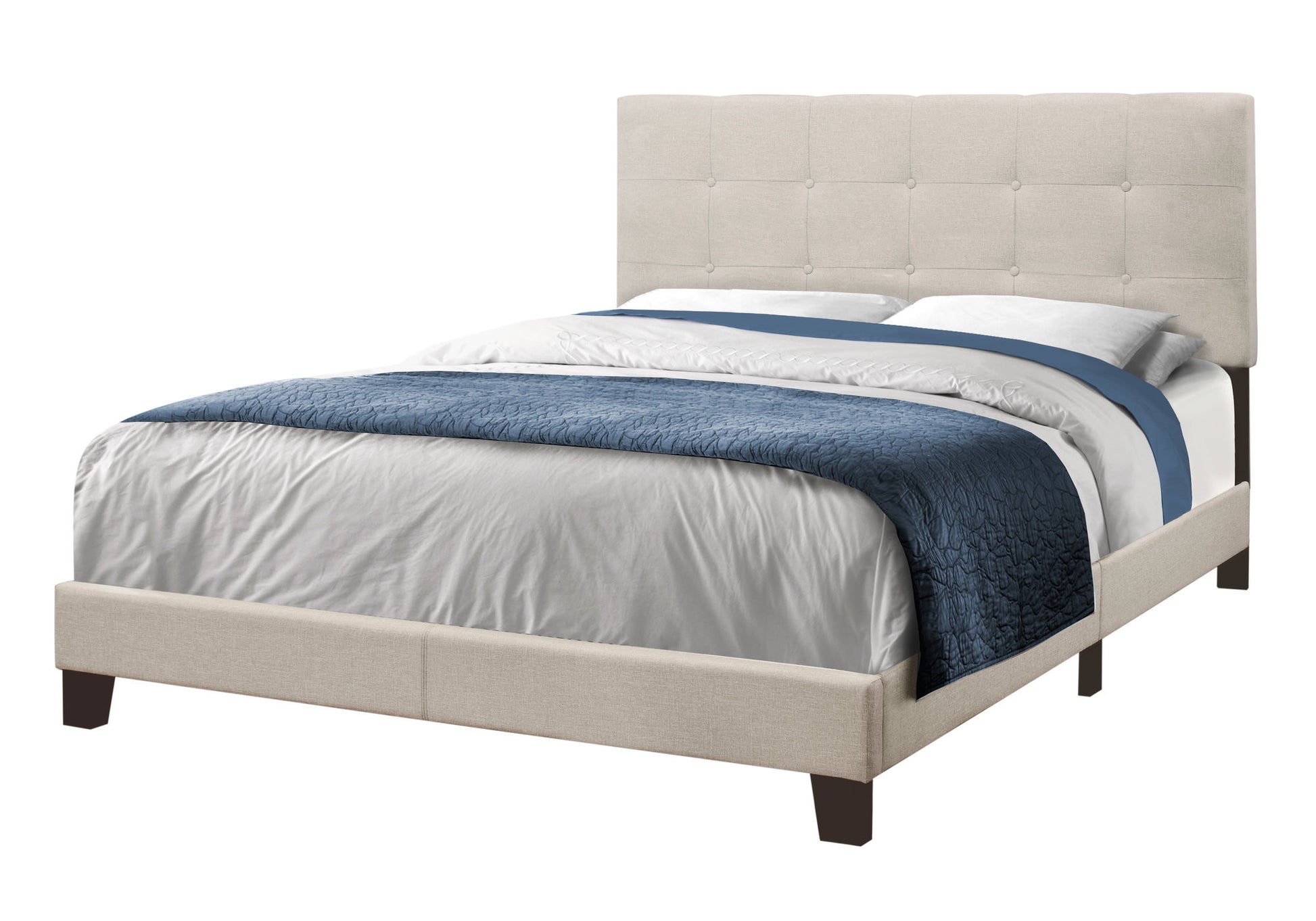 Gray Queen Tufted Upholstered Bed Frame-Standard Beds-DECOROLALA