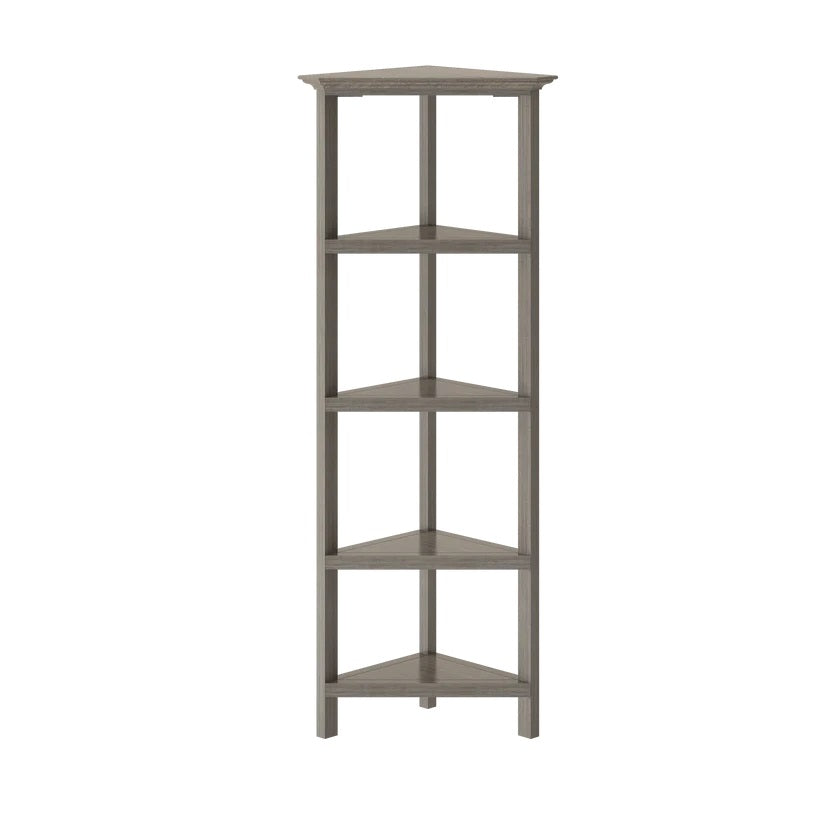 Gray Solid Wood Corner Bookcase-Bookcases-DECOROLALA