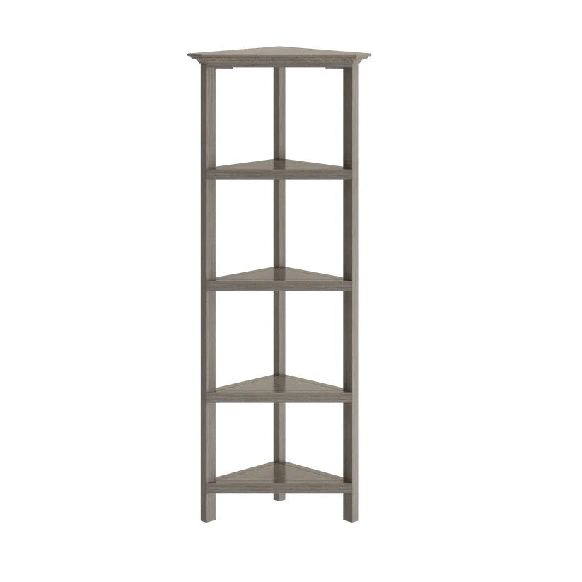 Gray Solid Wood Corner Bookcase-Bookcases-DECOROLALA