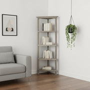 Gray Solid Wood Corner Bookcase-Bookcases-DECOROLALA