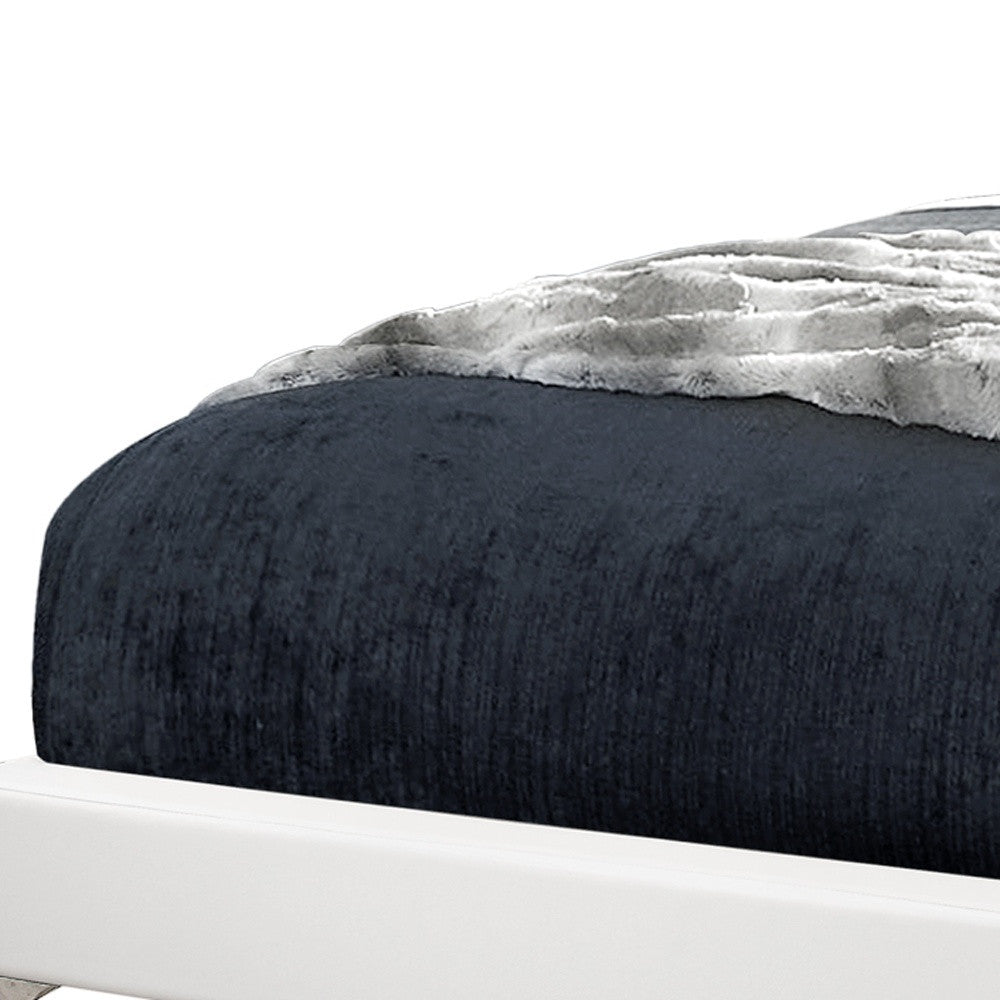 Gray Solid Wood Queen Upholstered Linen Bed Frame with Nailhead Trim-Standard Beds-DECOROLALA